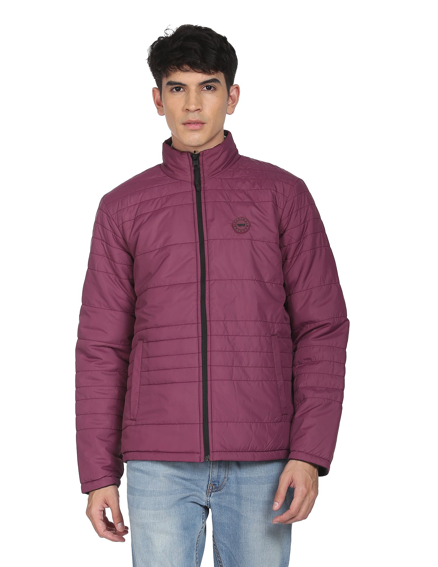 Flying Machine High Neck Solid Reversible Jacket