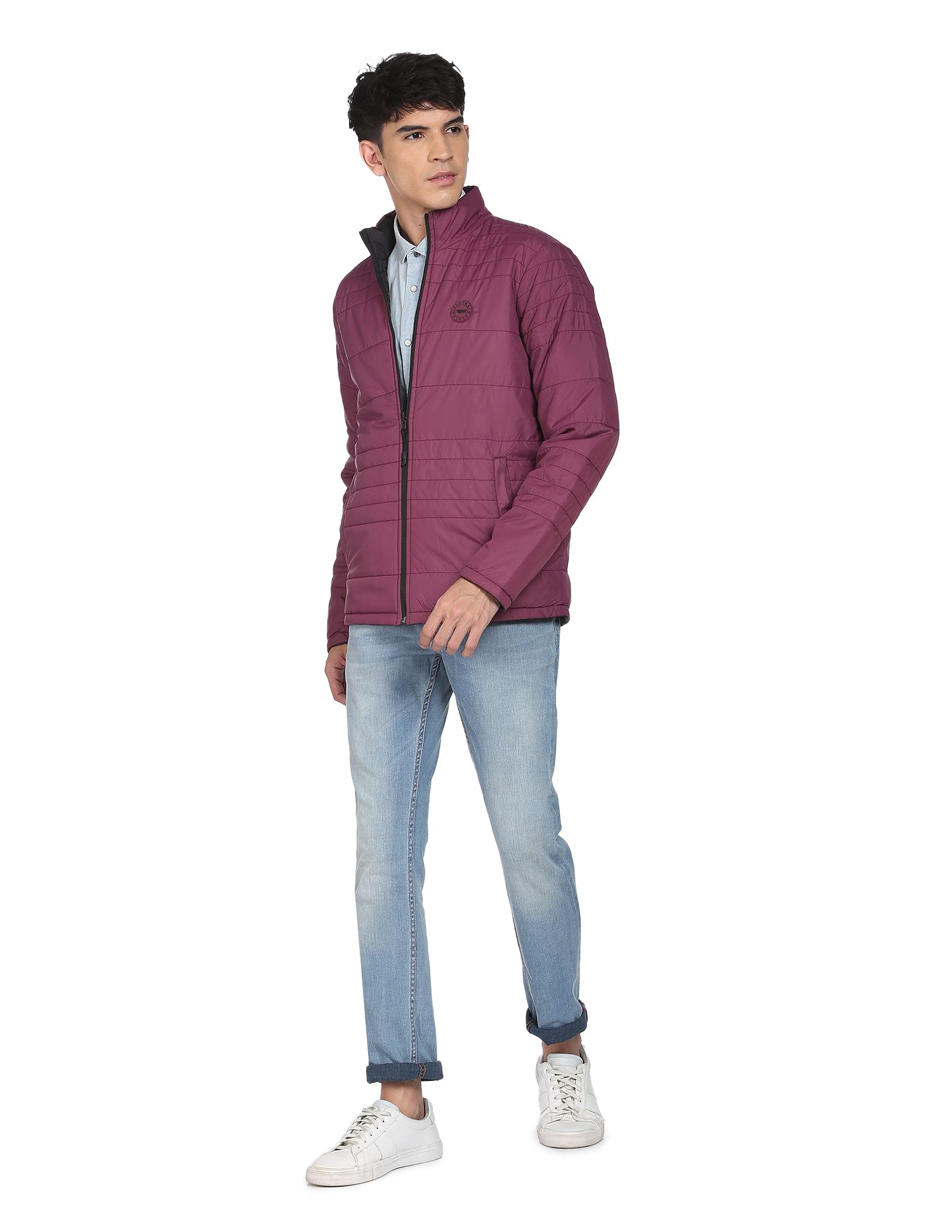 Flying Machine High Neck Solid Reversible Jacket