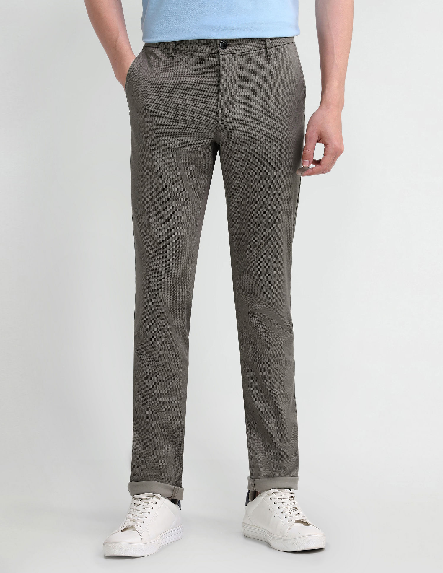 Arrow Sport Slim Mid Rise Textured Trousers