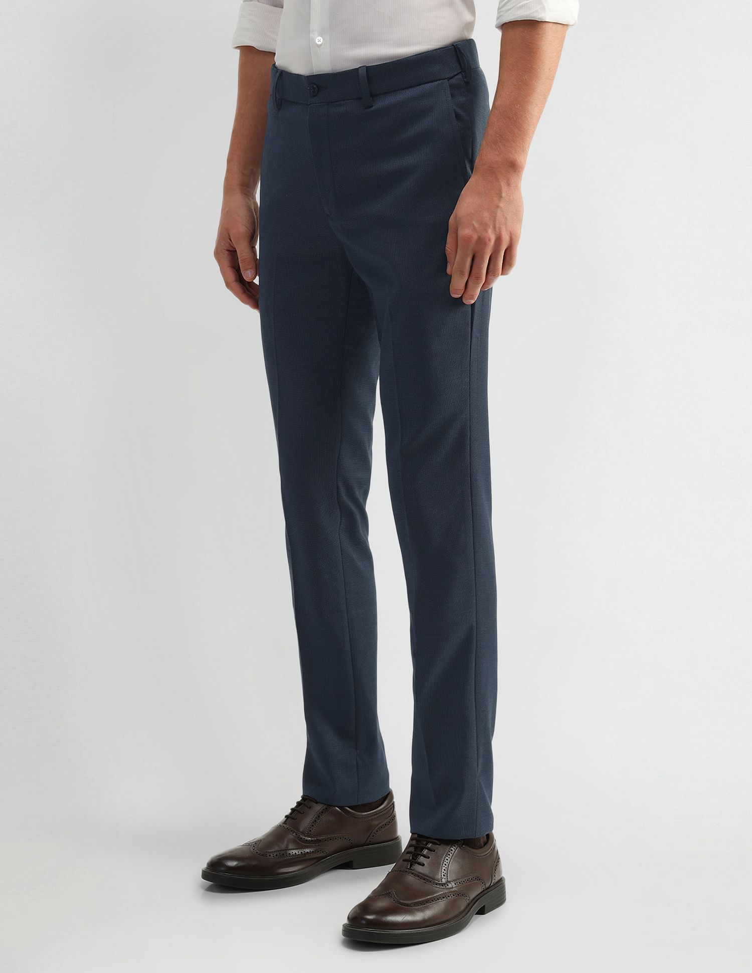 Arrow Newyork Textured Slim Fit Trousers