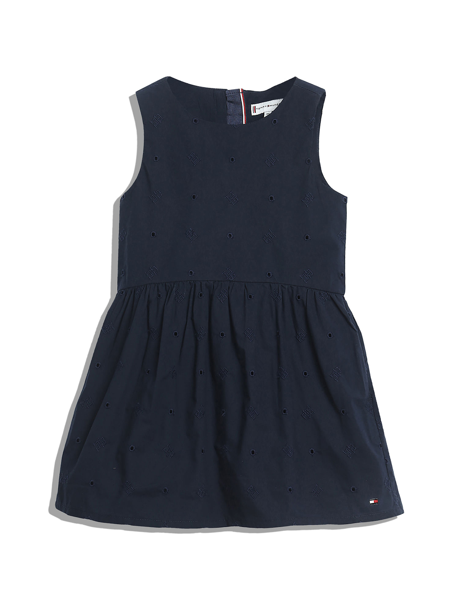 Tommy Hilfiger Kids Girls Embroidered Monogram A-Line Dress