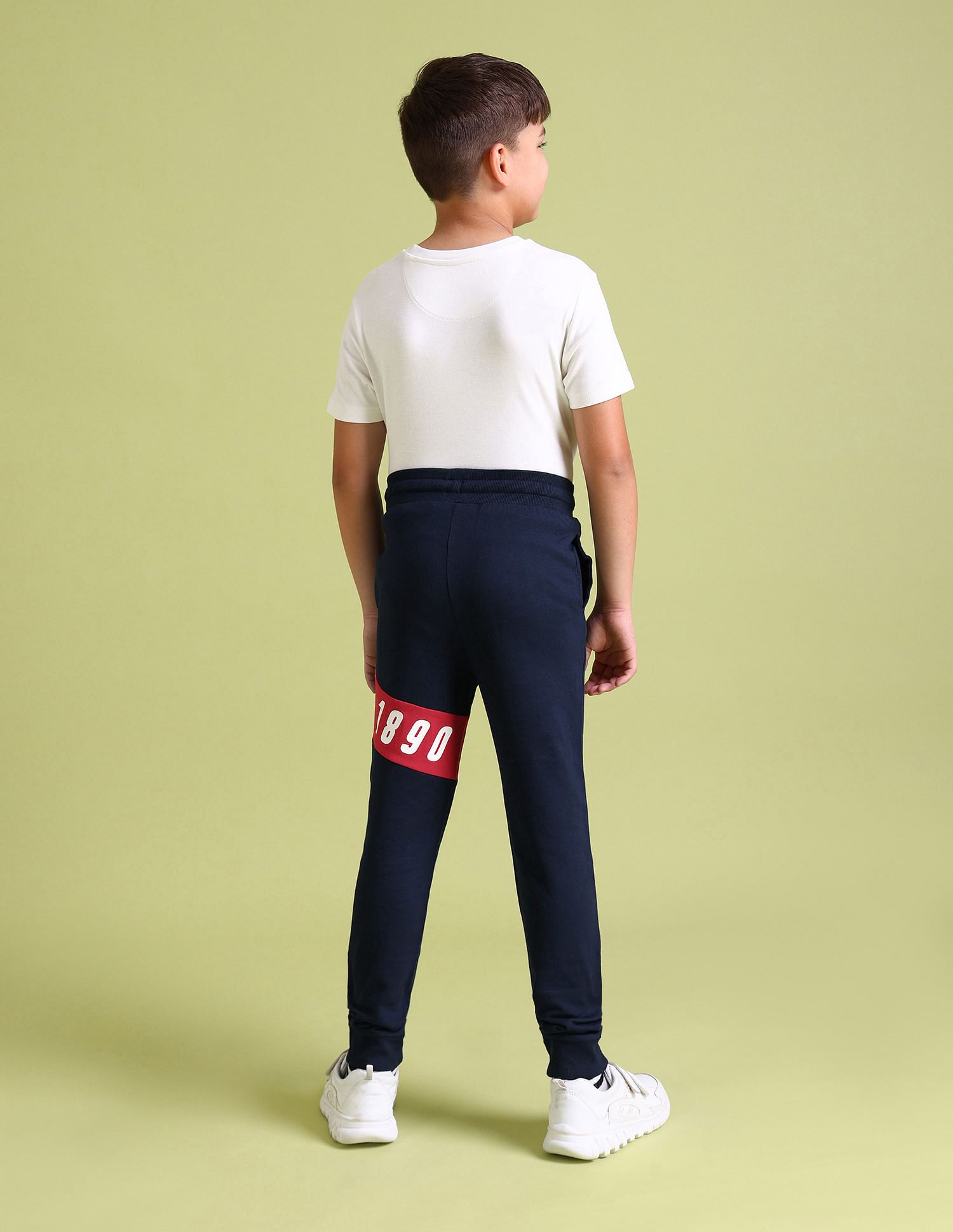 U.S. Polo Assn. Kids Boys Blue Mid Rise Solid Track Pants