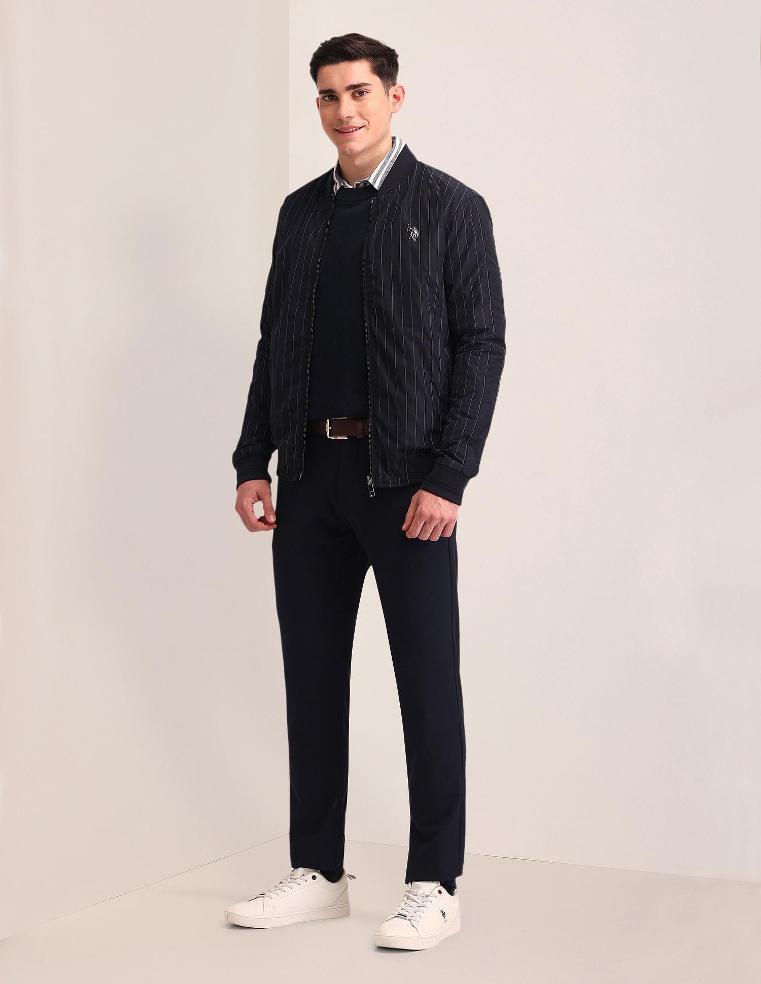 U.S. Polo Assn. Regular Fit Striped Bomber Jacket