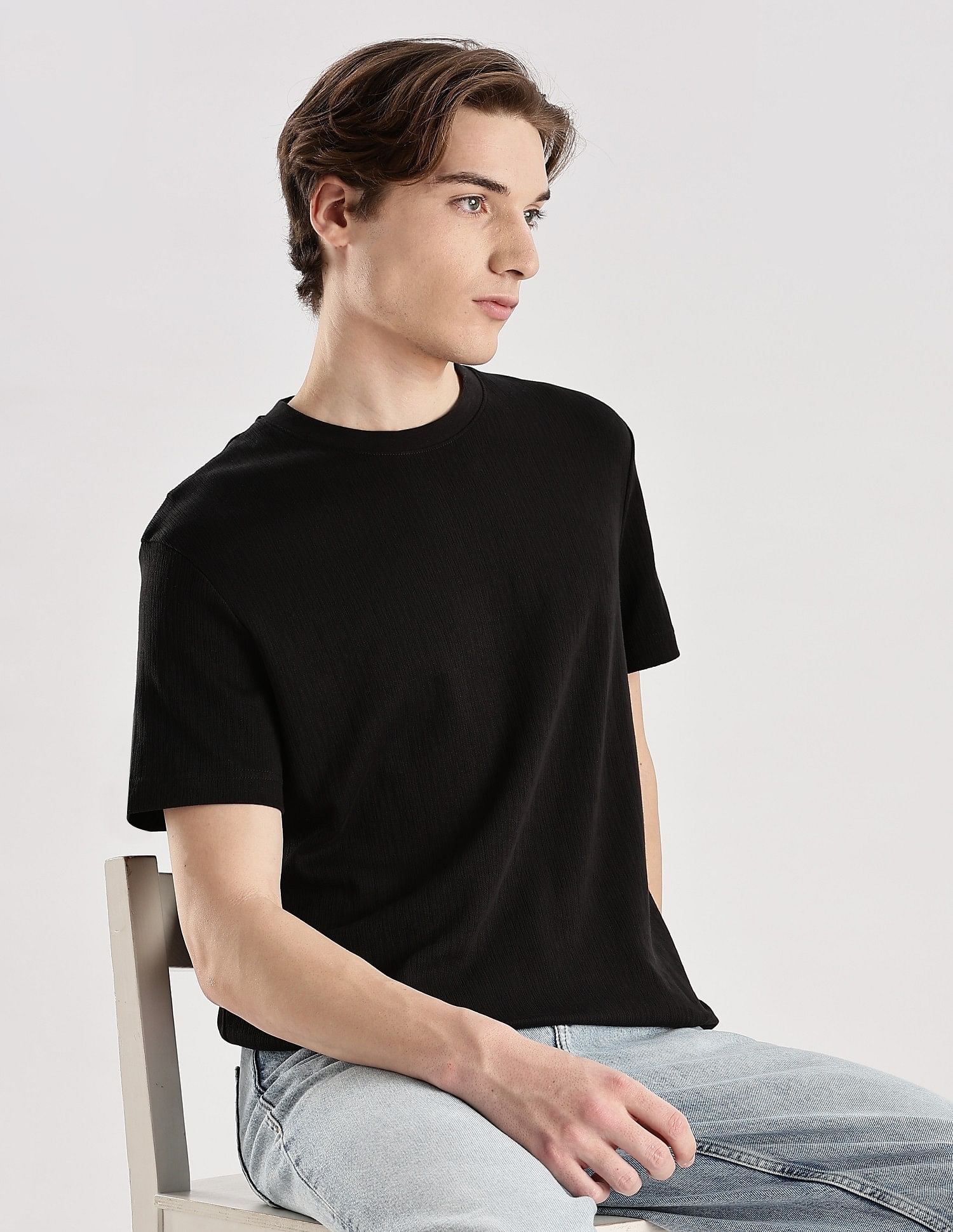 Calvin Klein Jeans Textured Relaxed Fit Cotton T-Shirt