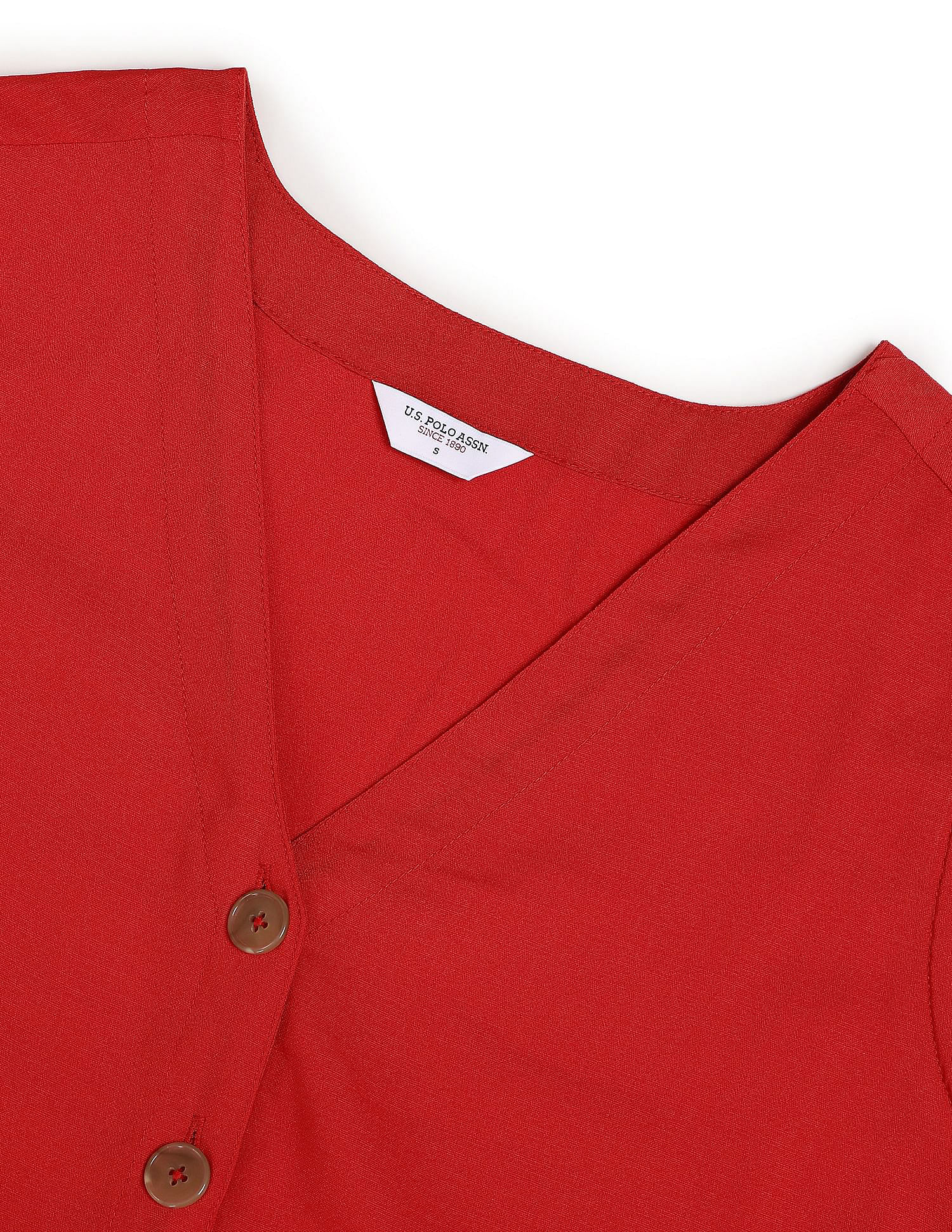 U.S. Polo Assn. Women V-Neck Solid Fit And Flare Dress