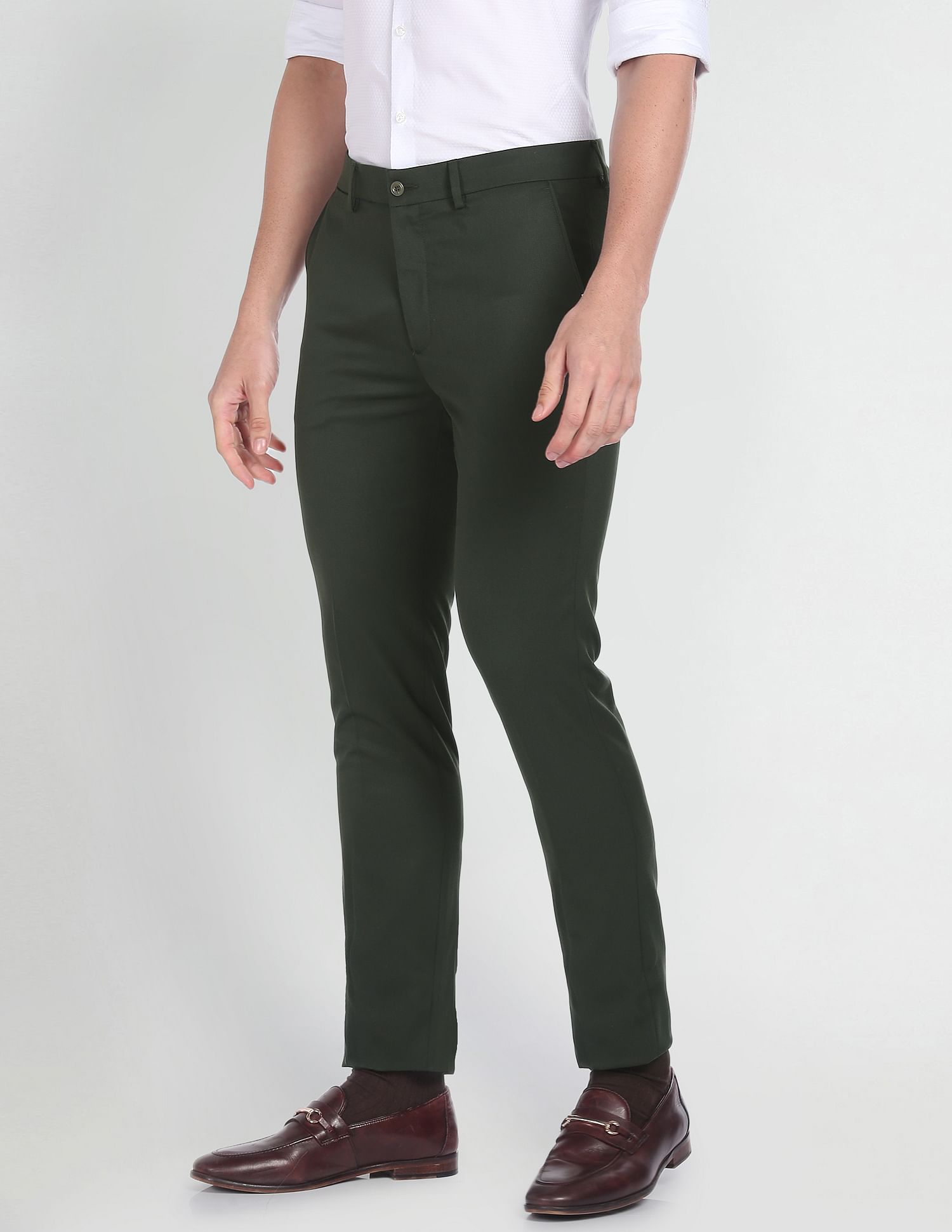 Arrow Newyork Solid Dobby Smart Flex Trousers