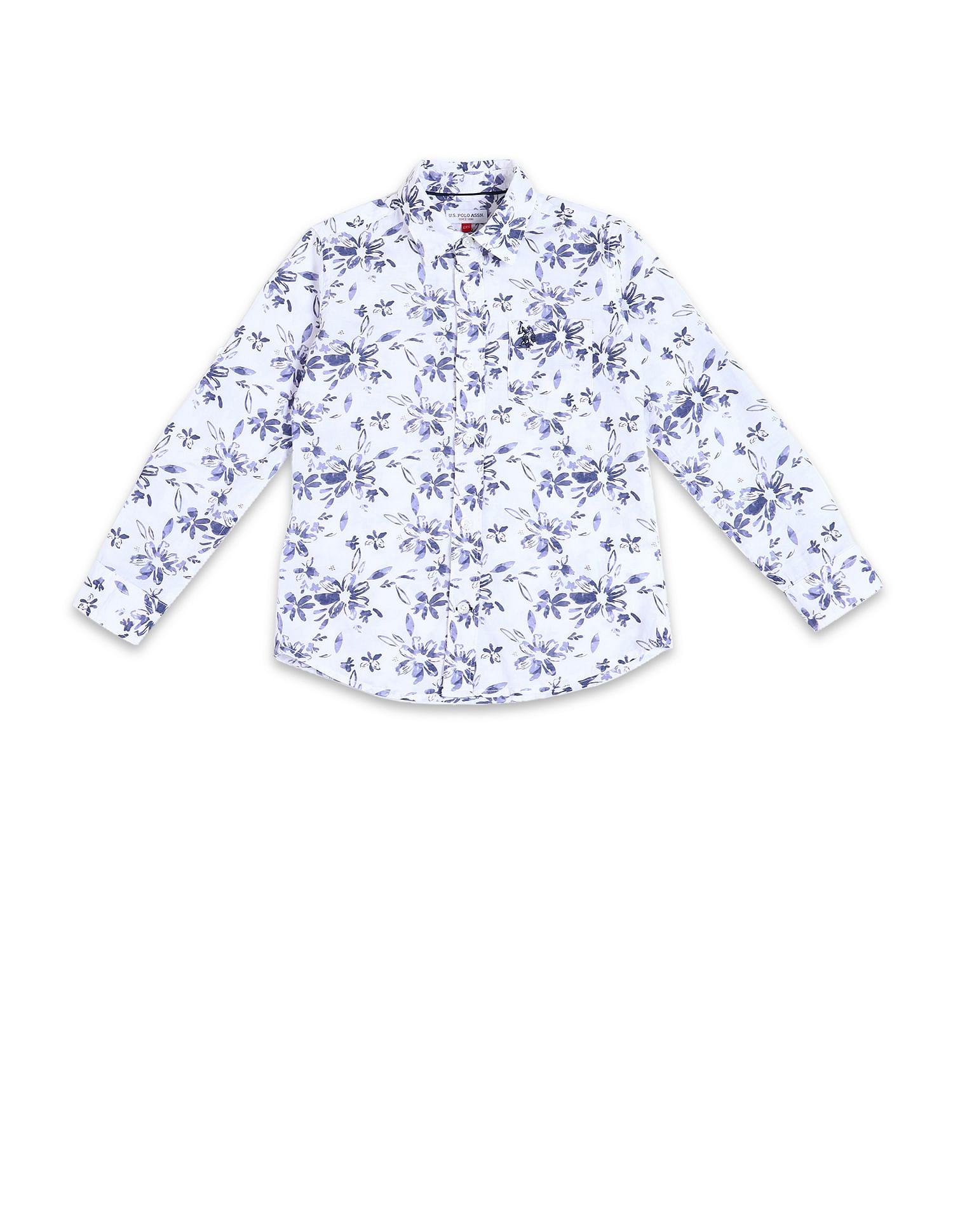 U.S. Polo Assn. Kids Boys Floral Print Cotton Shirt