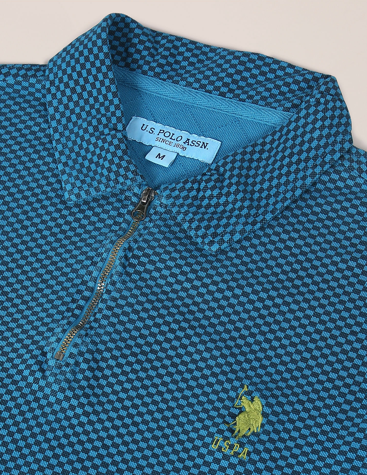 U.S. Polo Assn. Zipper Placket Checked Polo Shirt