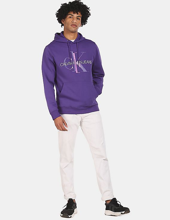 Calvin Klein Jeans Monogram Hoodie Purple