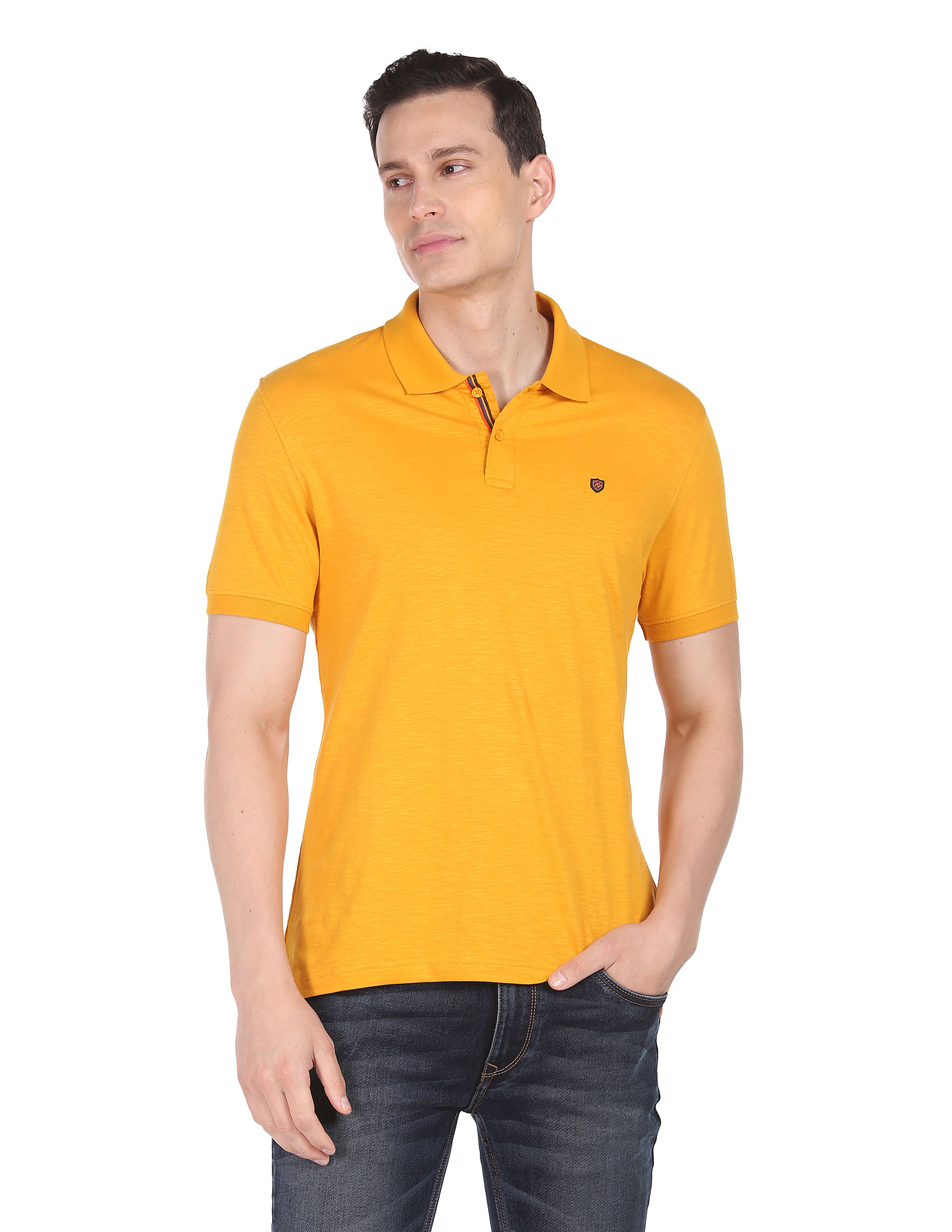 AD by Arvind Modern Jersey Slub Polo Shirt