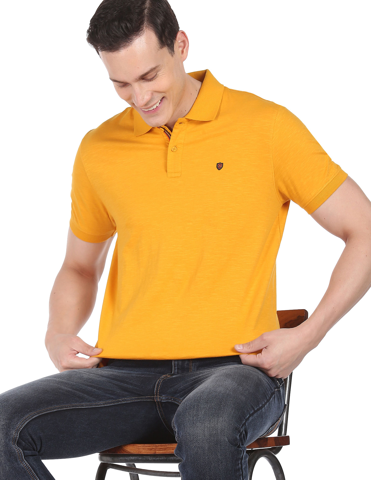 AD by Arvind Modern Jersey Slub Polo Shirt