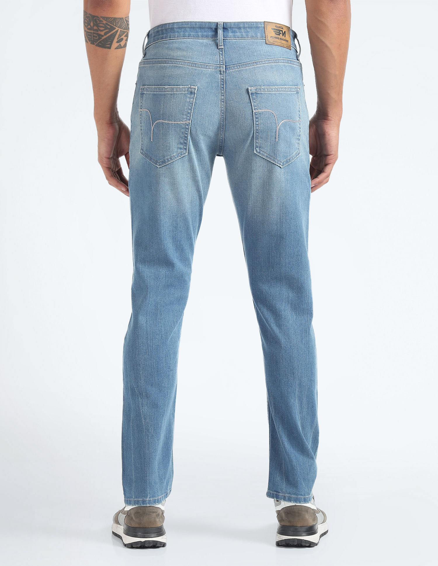 Flying Machine Slash Slim Tapered Fit Mid Rise Jeans