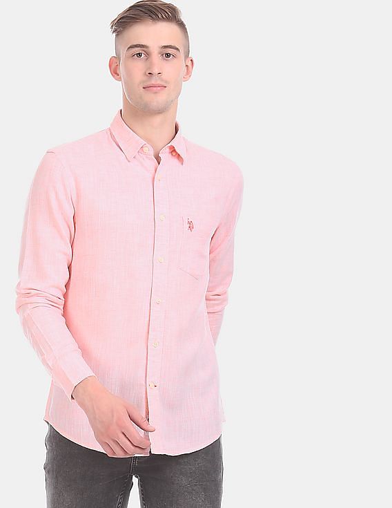 U.S. Polo Assn. Long Sleeve Cotton Lyocell Linen Casual Shirt