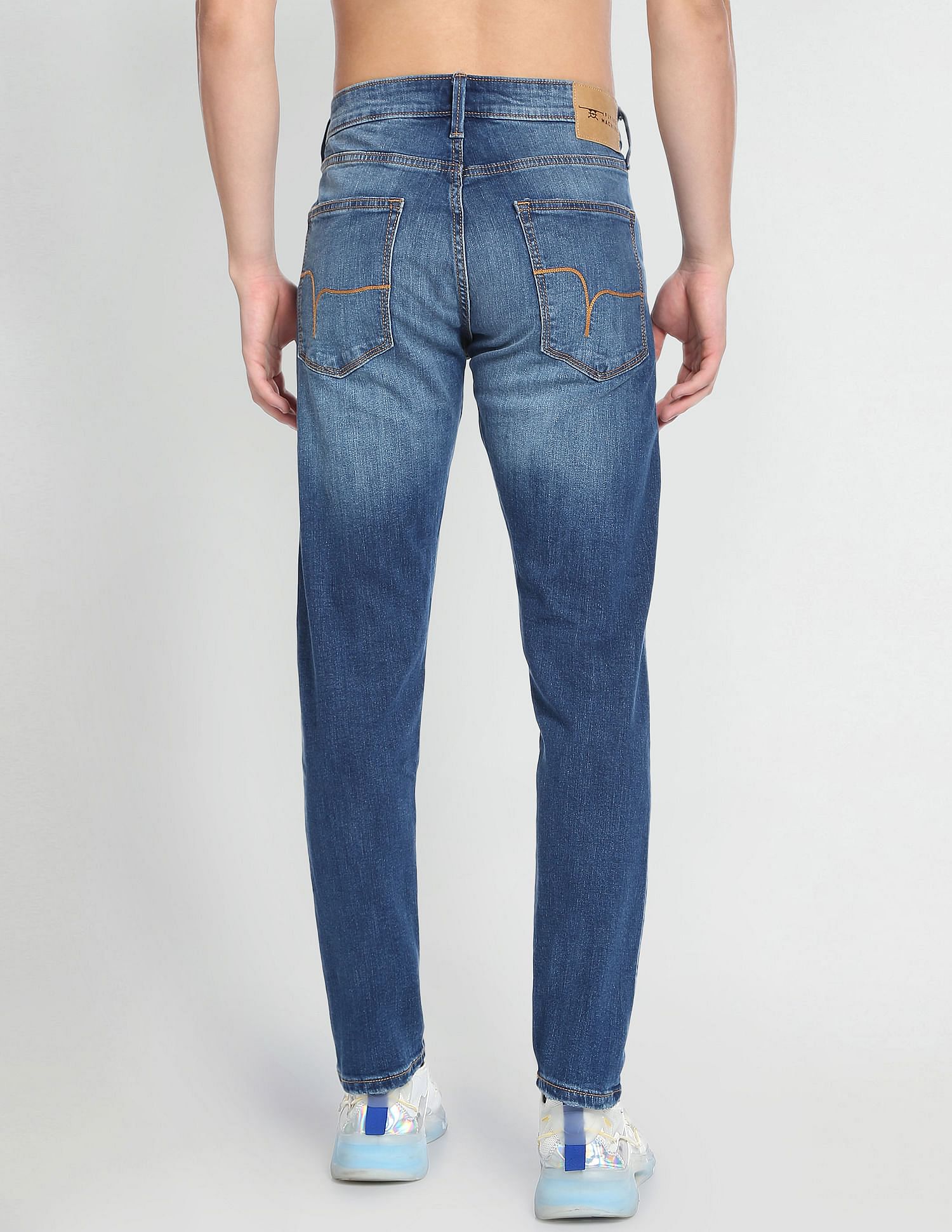 Flying Machine Slash Slim Tapered Fit Mid Rise Jeans