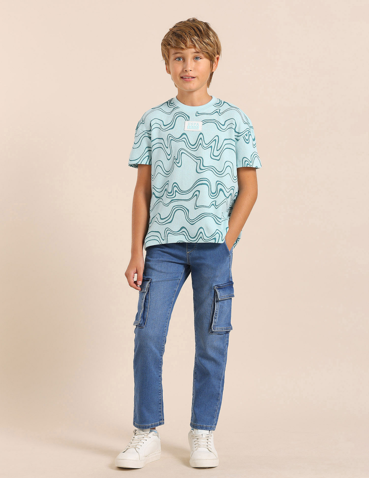 U.S. Polo Assn. Kids Boys Abstract Printed Regular Fit T-Shirt
