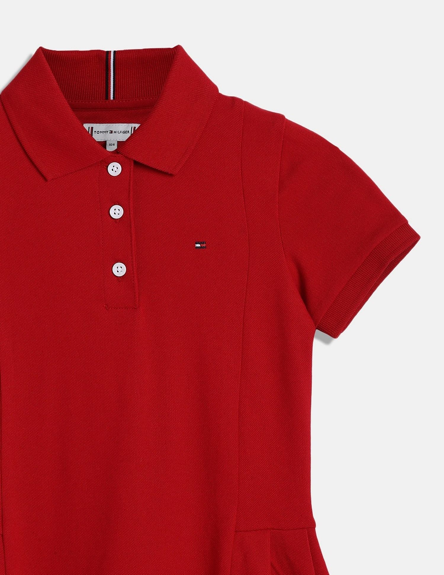 Tommy Hilfiger Kids Girls Solid Regular-Fit Cotton Dress