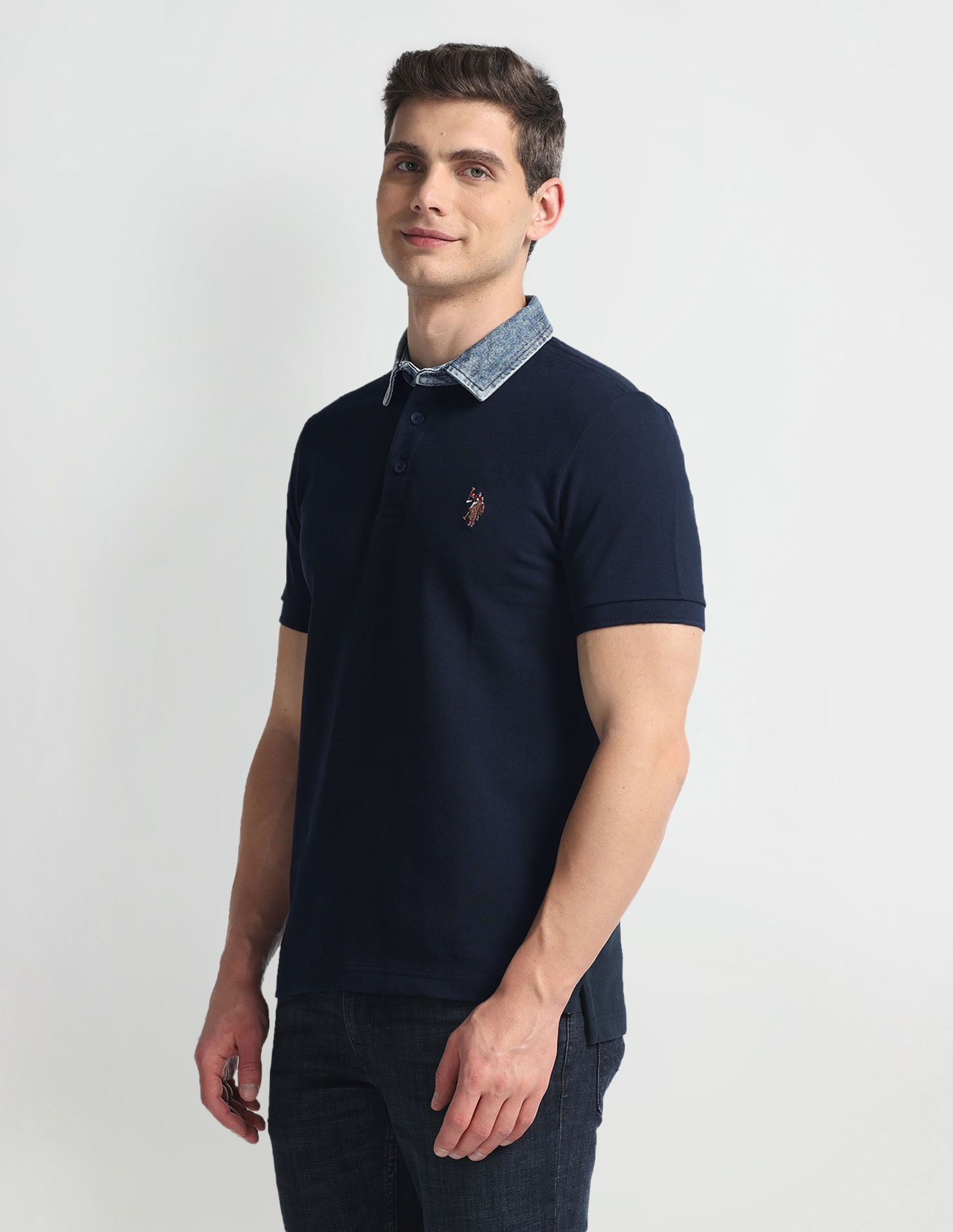 U.S. Polo Assn. Denim Co. Solid Denim Collar Polo Shirt