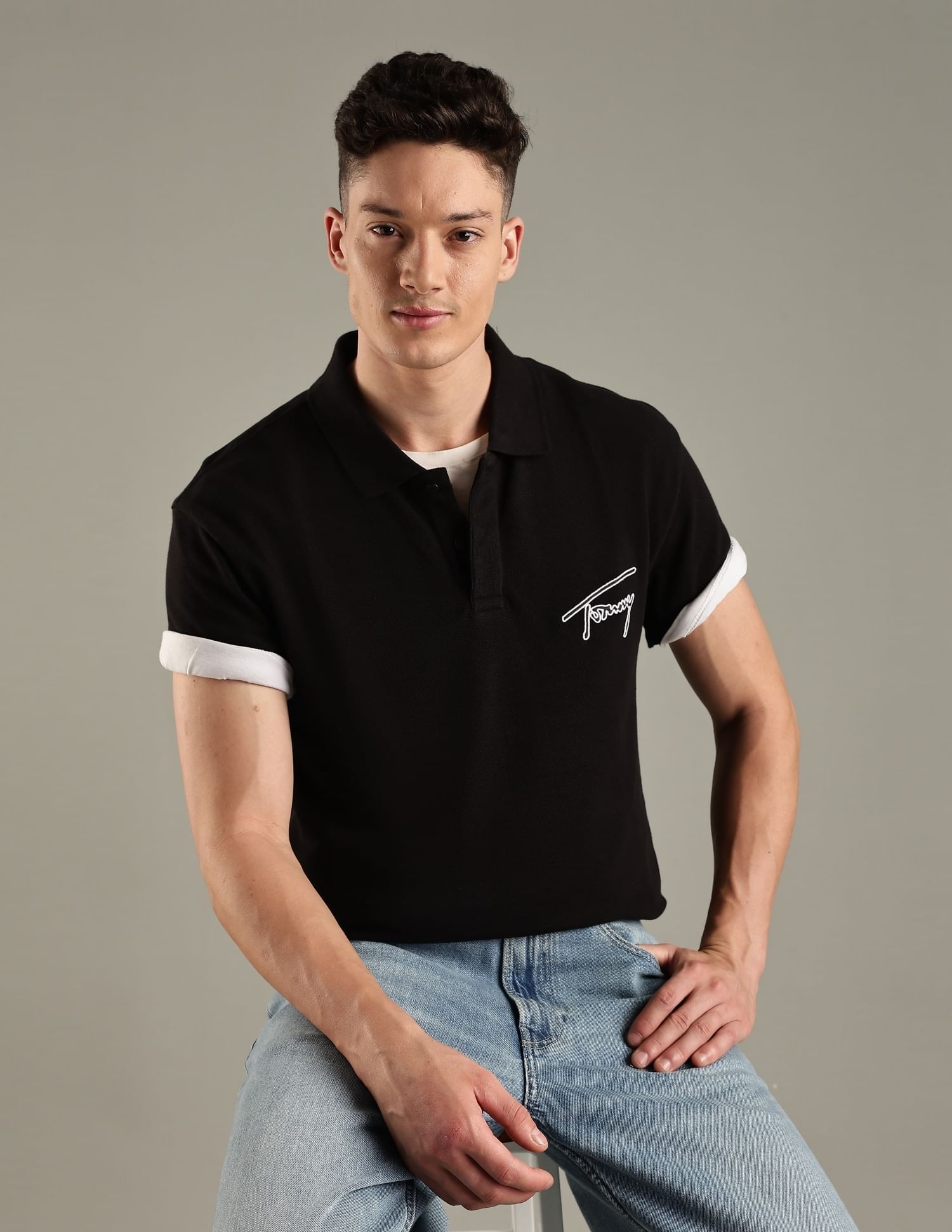 Tommy Hilfiger Solid Regular-Fit Cotton Polo Shirt