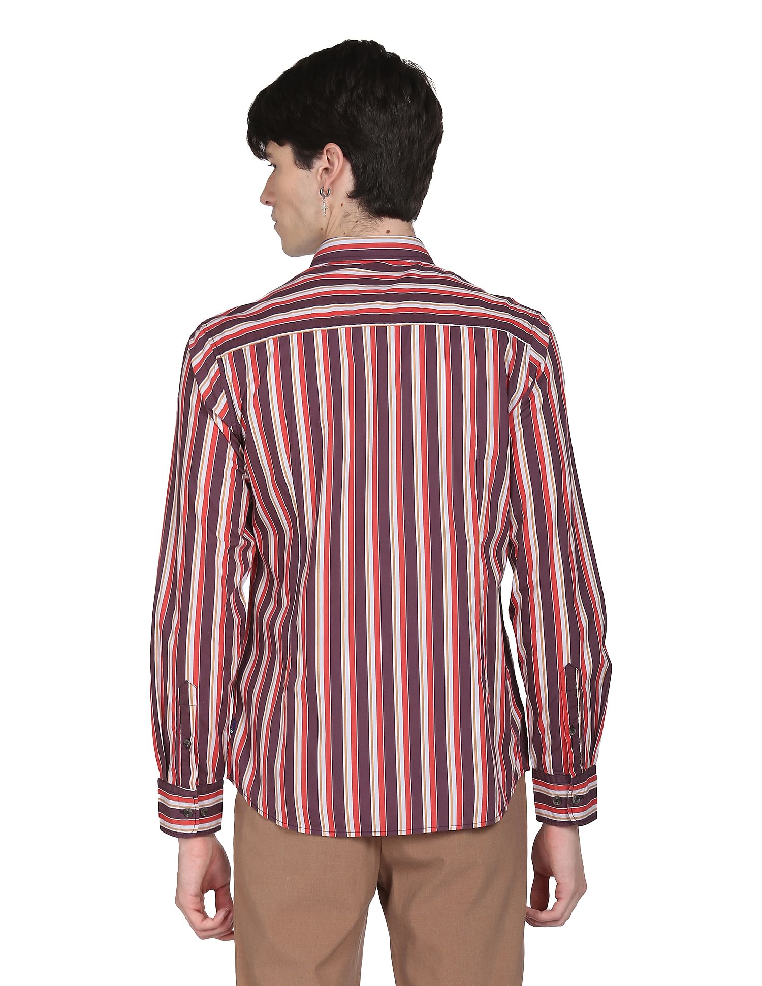 Flying Machine Vertical Stripe Cotton Shirt