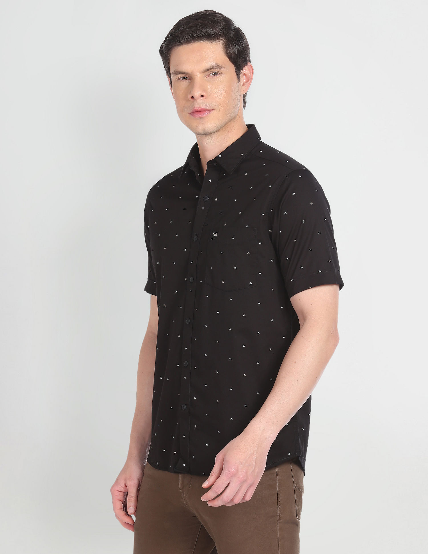 Arrow Sports Brand Print Twill Casual Shirt