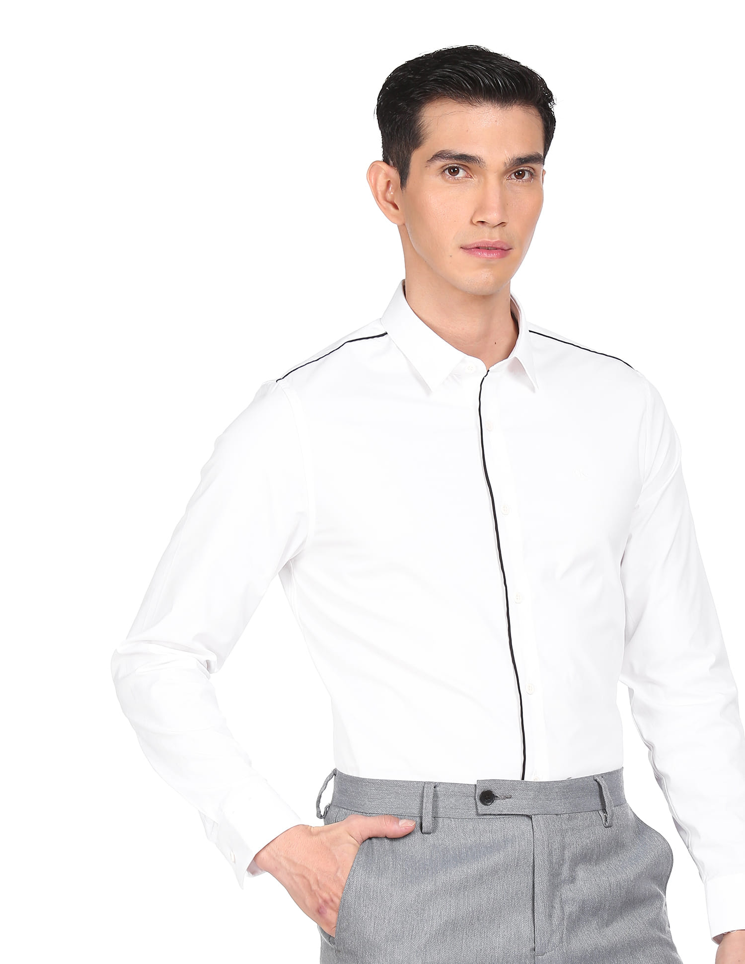 Buy Calvin Klein Jeans Men White Slim Fit Contrast Piping Formal