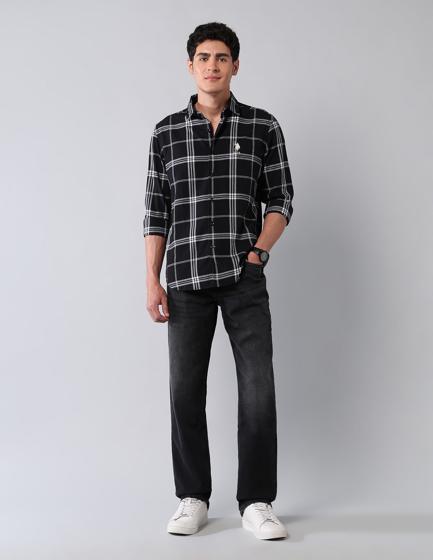 U.S. Polo Assn. Denim Co. Grid Tattersall Checked Pure Cotton Shirt