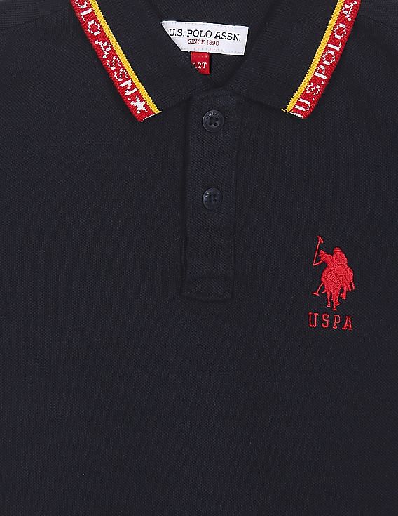 U.S. Polo Assn. Kids Boys Brand Tape Pique Polo Shirt