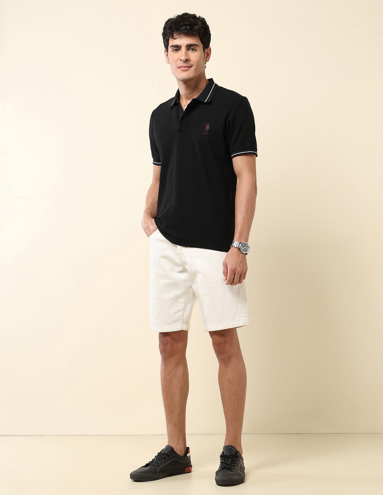 U.S. Polo Assn. Solid Modern Monochrome Polo Shirt