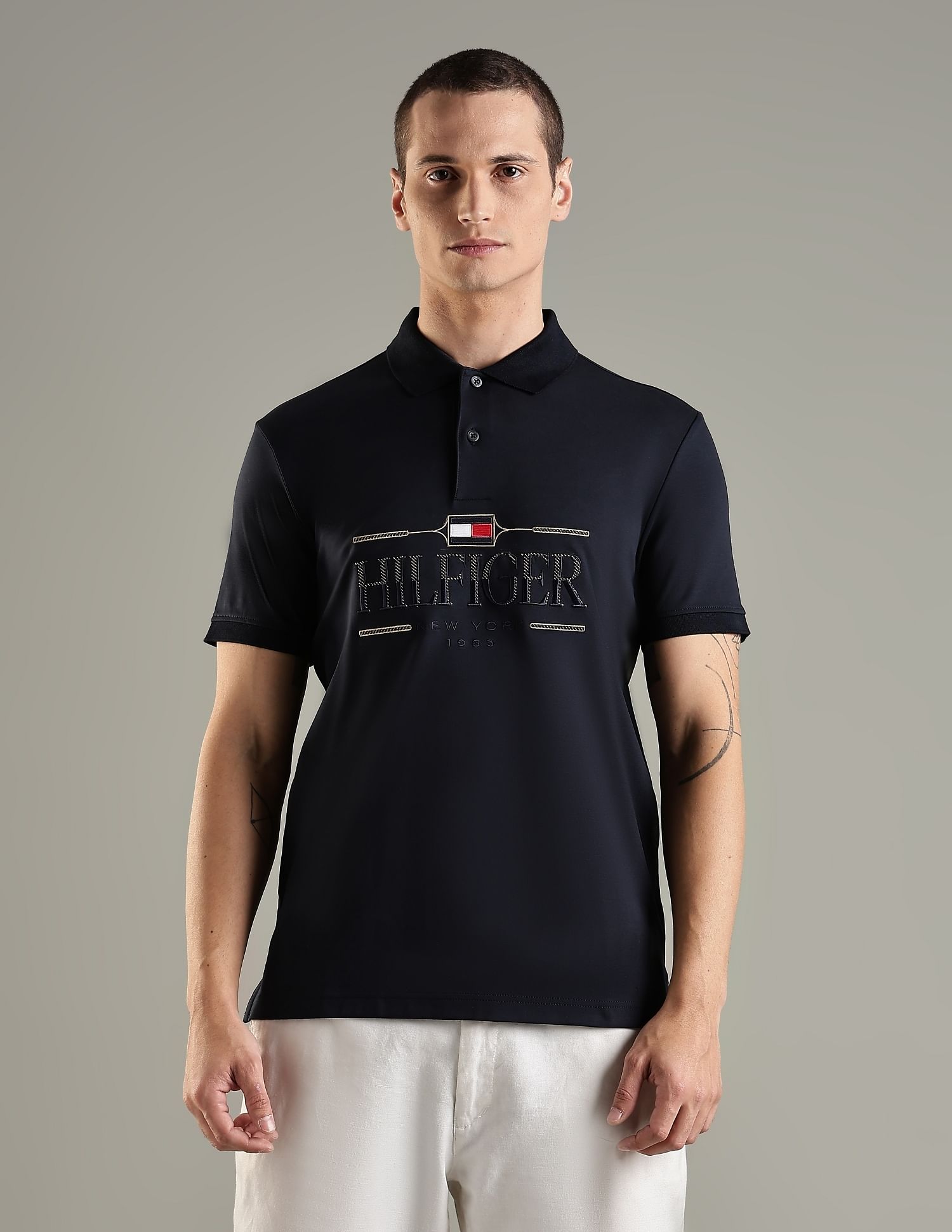 Tommy Hilfiger Embroidered Logo Regular Fit Cotton Polo T-Shirt