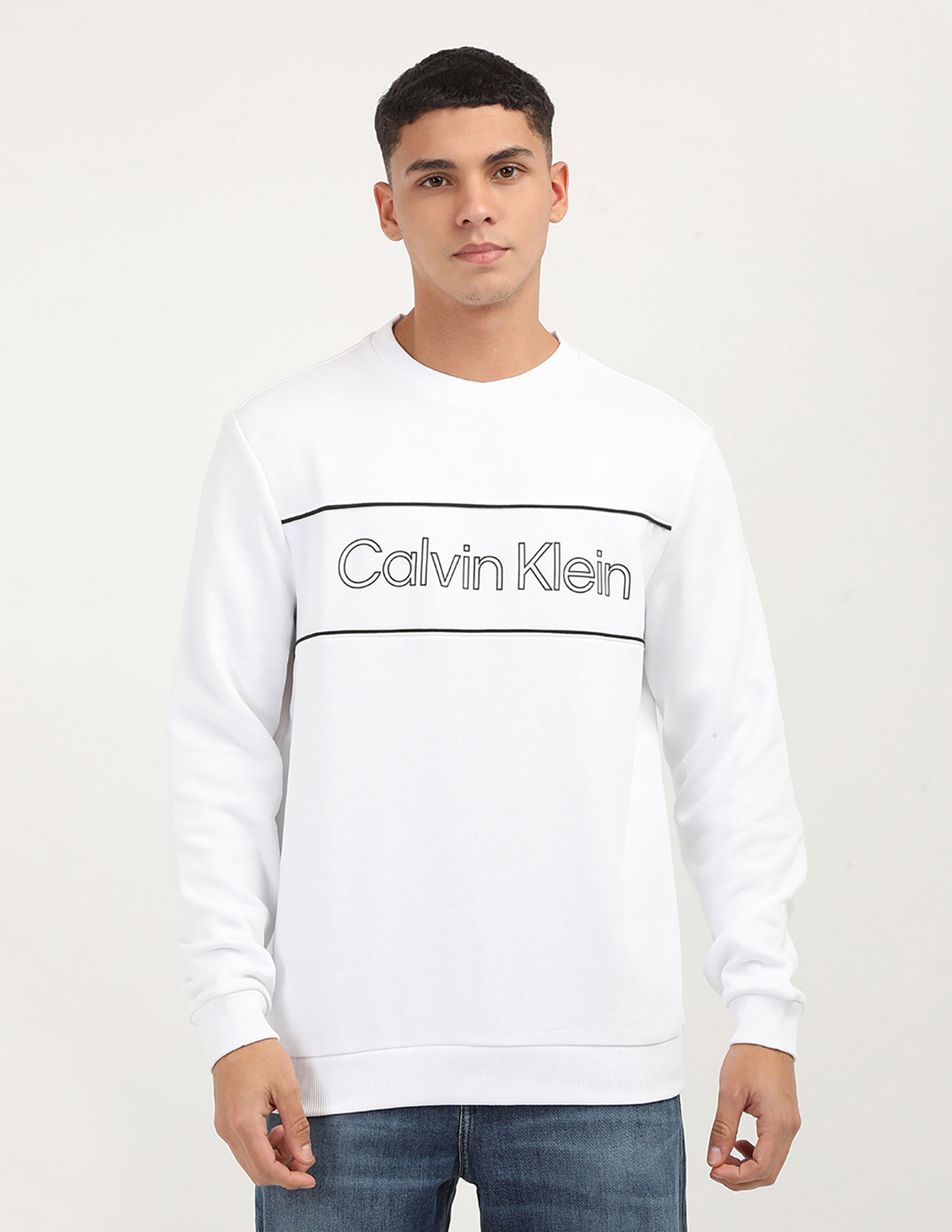 Calvin Klein Brand Print Crew Neck Sweatshirt