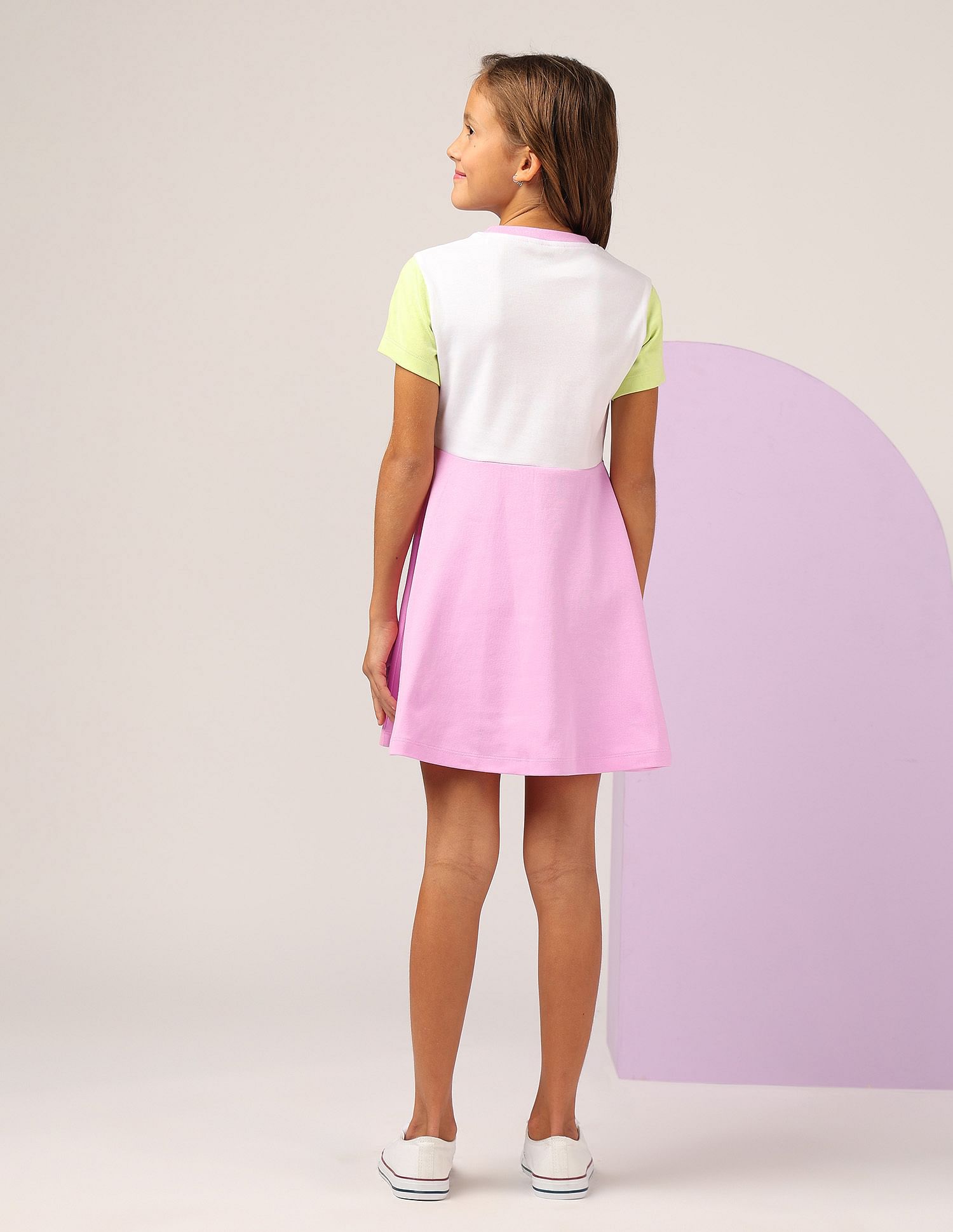 U.S. Polo Assn. Kids Girls Colorblocked Fit And Flare Dress