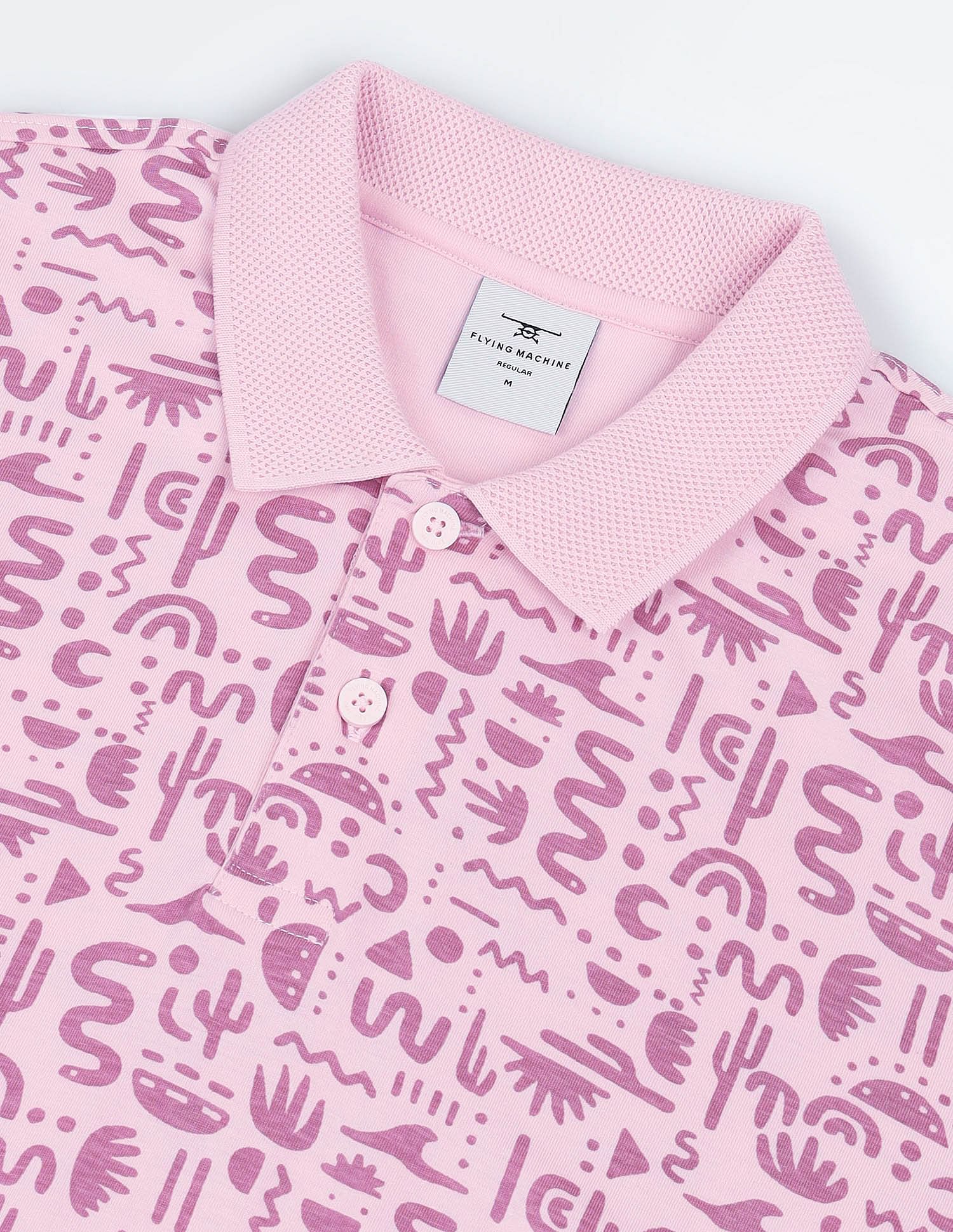 Flying Machine Pure Cotton Abstract Print Polo Shirt