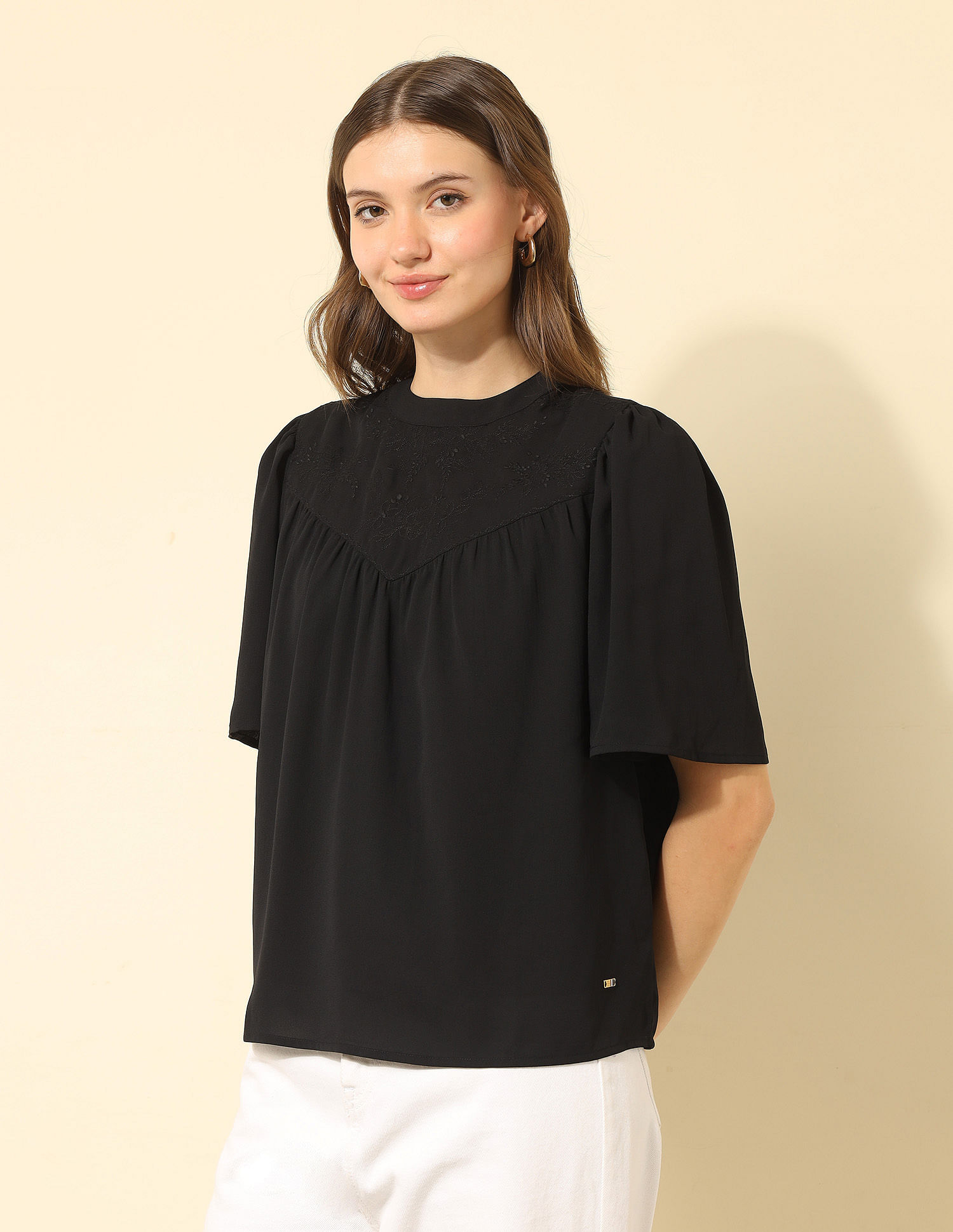 U.S. Polo Assn. Women Yoke Embroidered Top