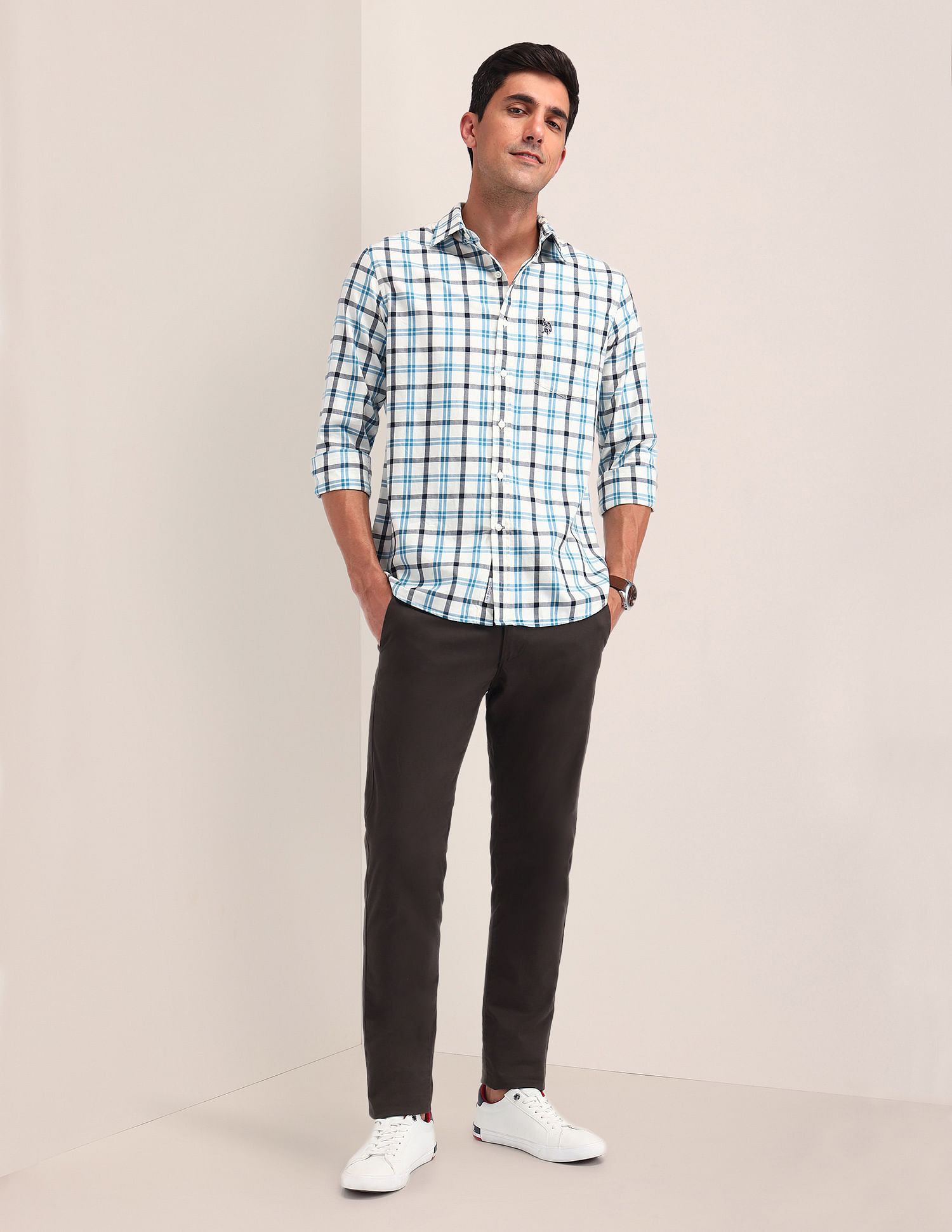U.S. Polo Assn. Windowpane Checked Twill Shirt