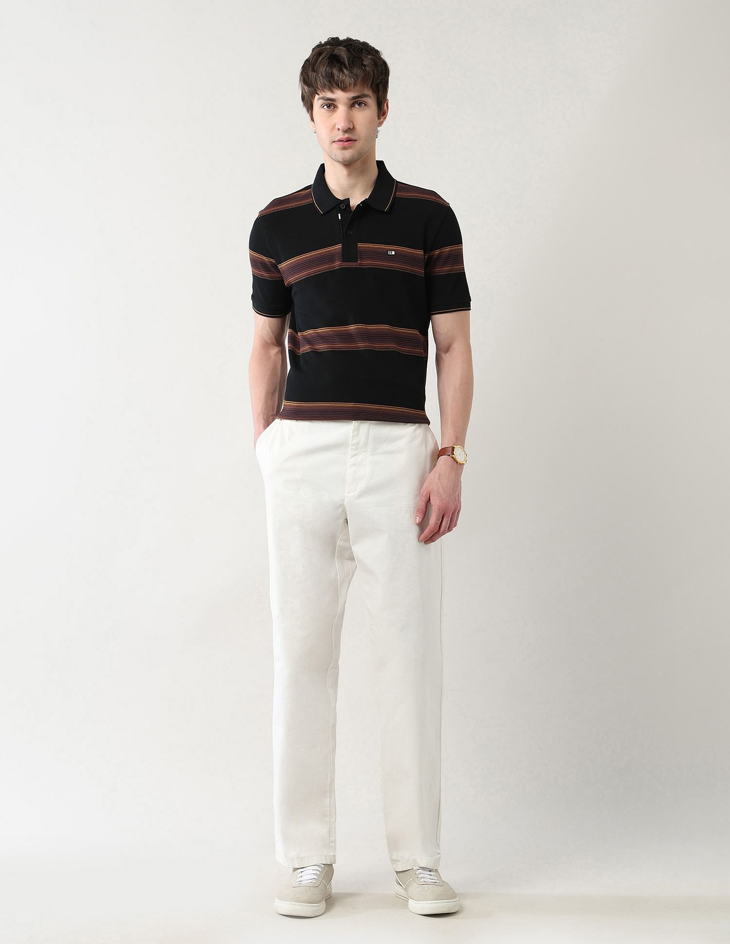 Arrow Sport Horizontal Striped Regular Fit Polo Shirt