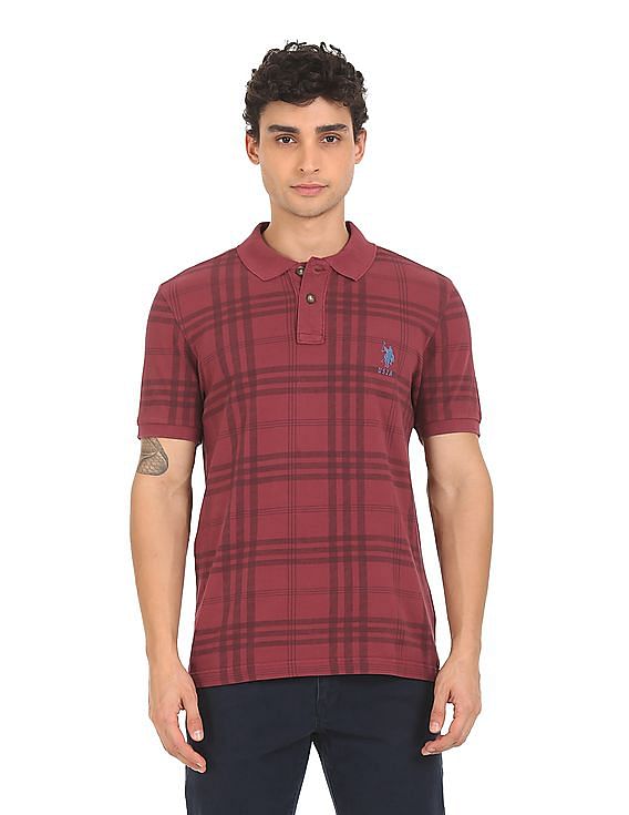 U.S. Polo Assn. Denim Co. Check Cotton Pique Polo Shirt