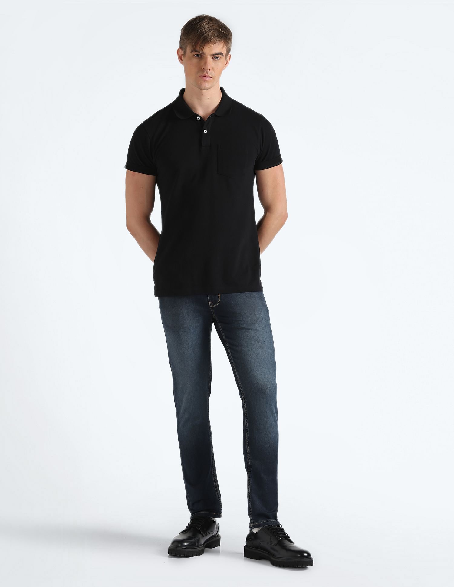 Flying Machine Mid Rise Stone Wash Jeans