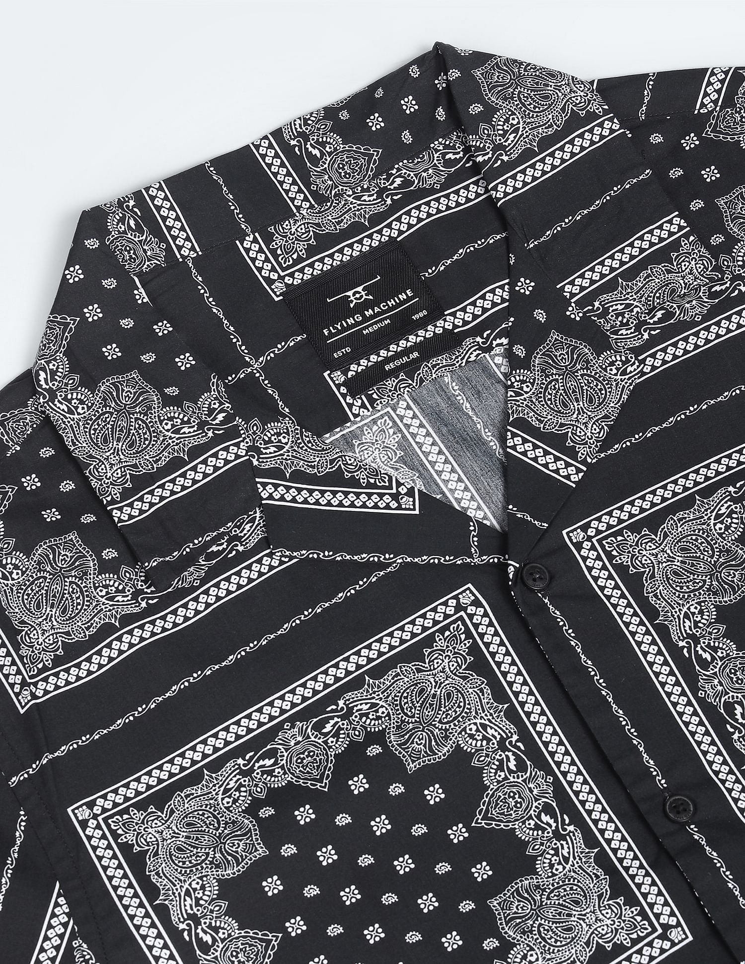 Flying Machine Motif Print Cotton Modal Shirt