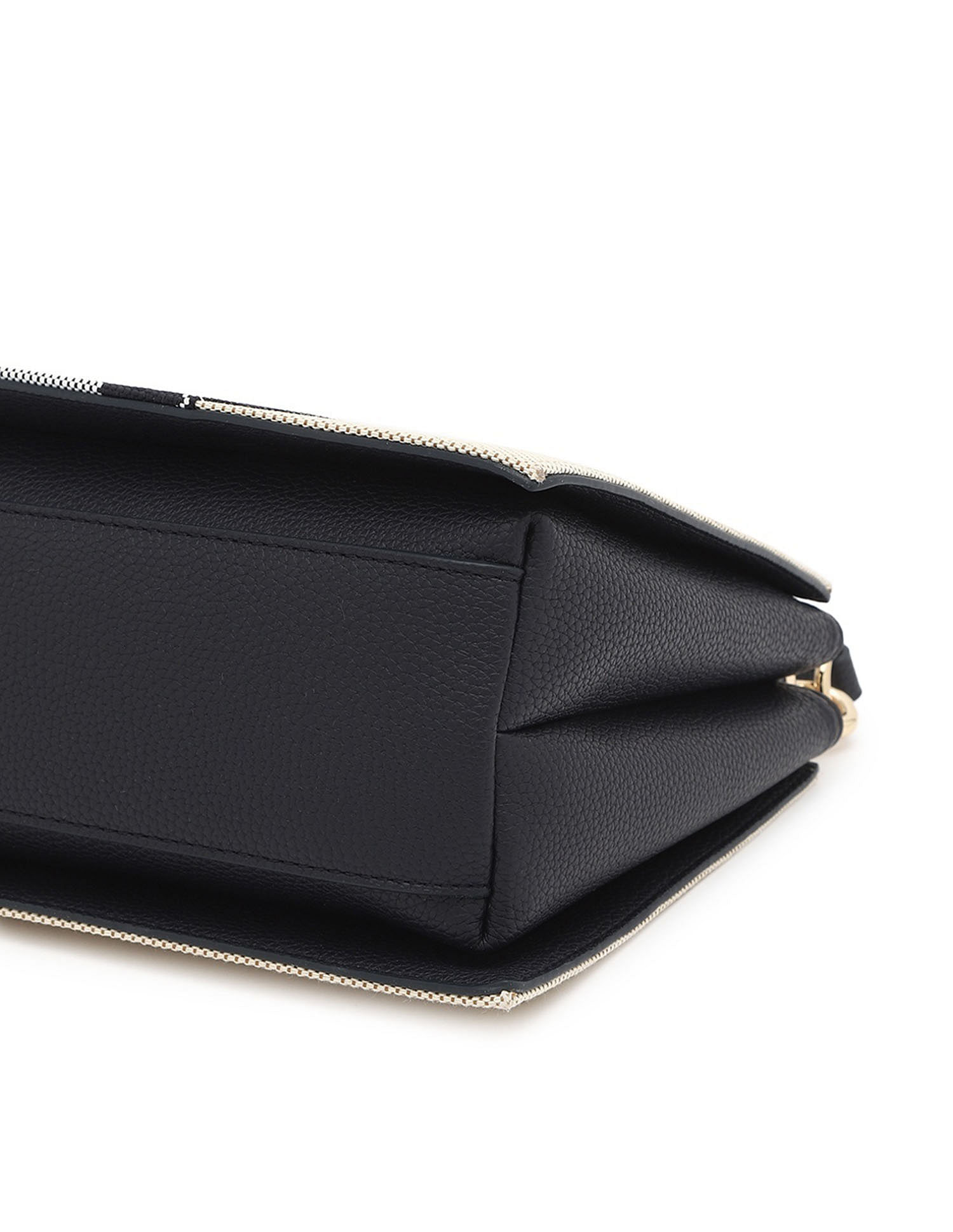 Tommy Hilfiger Striped Black PU Hand Bag