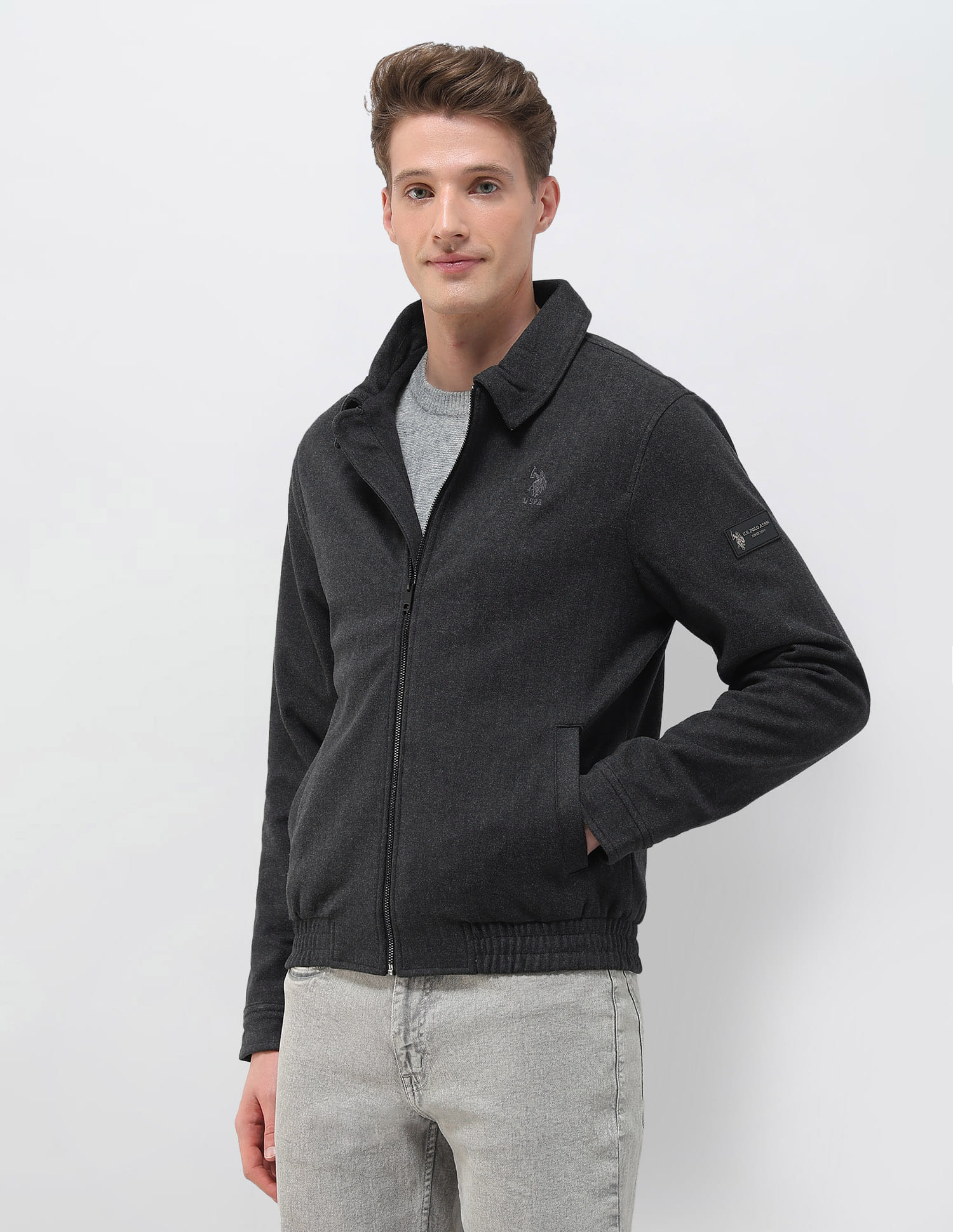 Buy U.S. Polo Assn. Heathered Regular Fit Jacket - NNNOW.com