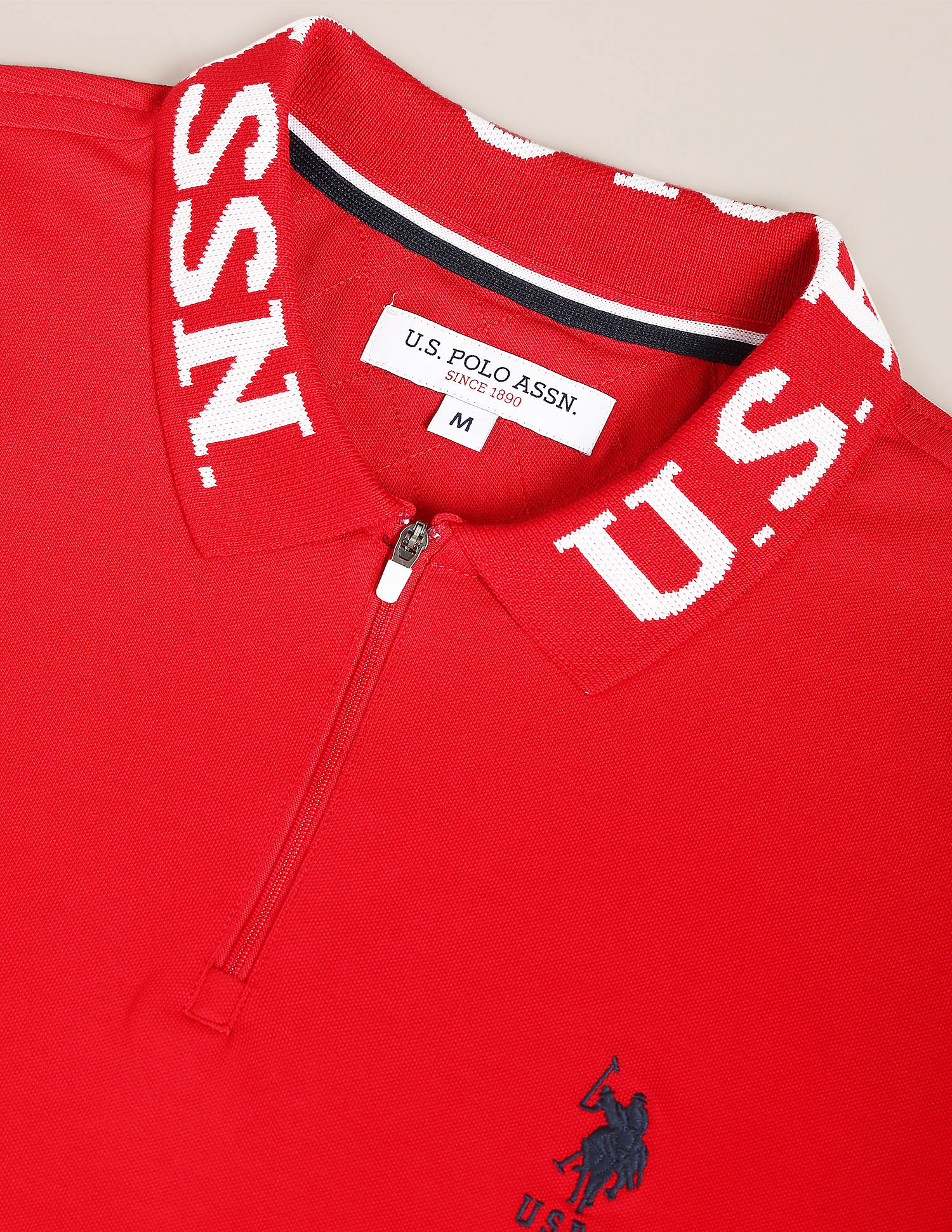 U.S. Polo Assn. Branded Collar Solid Polo Shirt