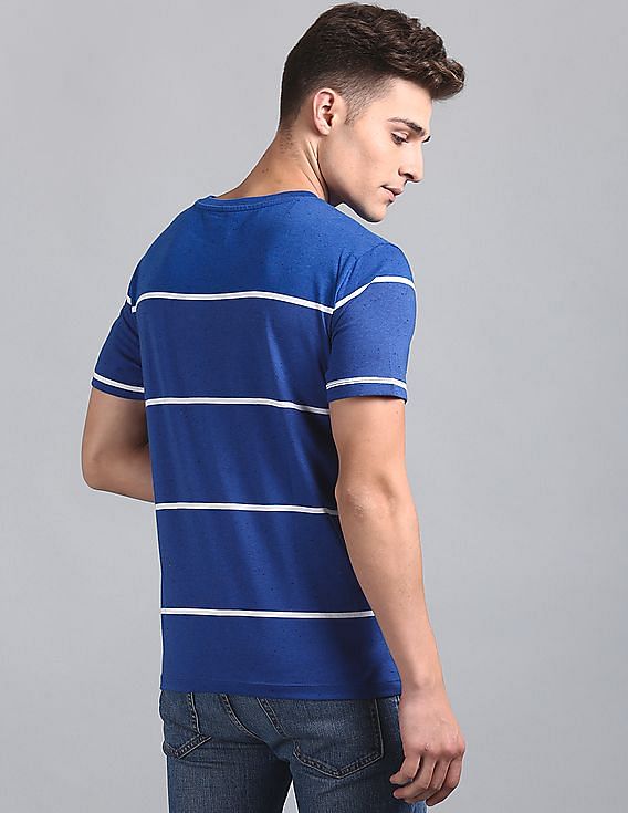 GAP Men Blue Striper Neps Logo Tee