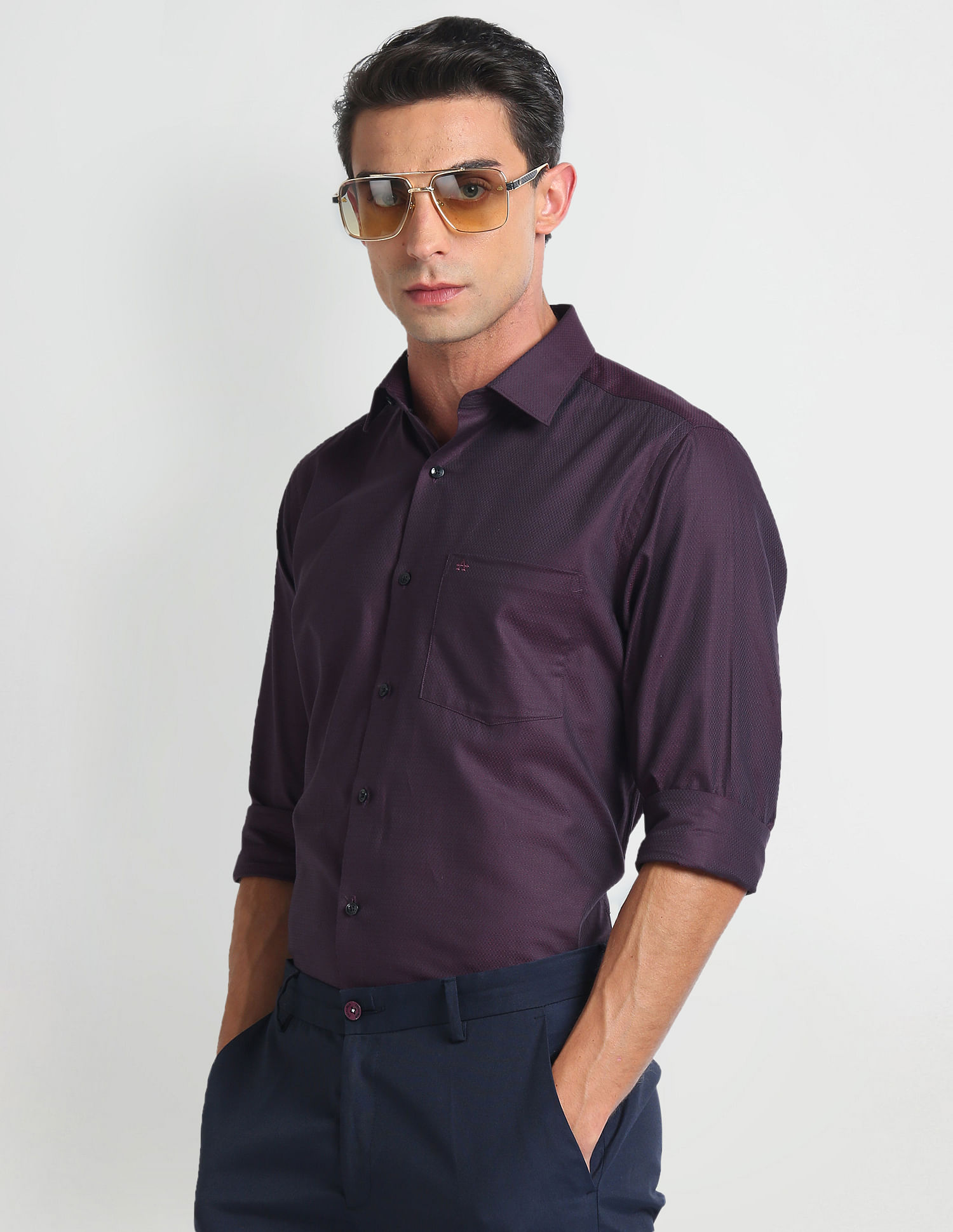 Arrow Geometric Patterned Dobby Shirt