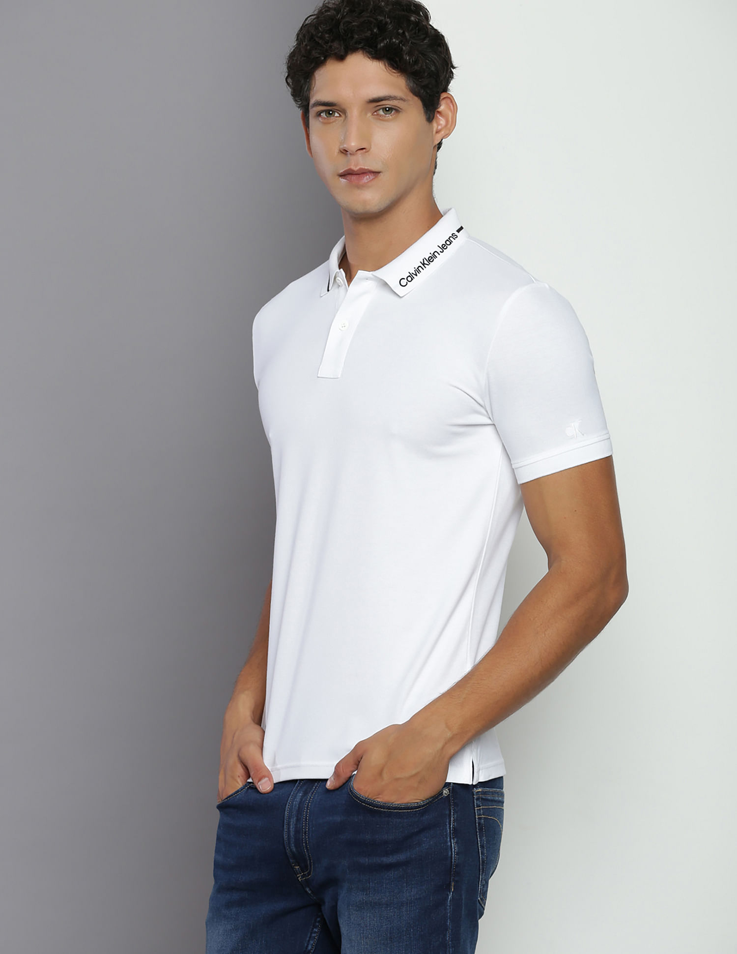 Buy Calvin Klein Slim Fit Logo Collar Polo Shirt NNNOW