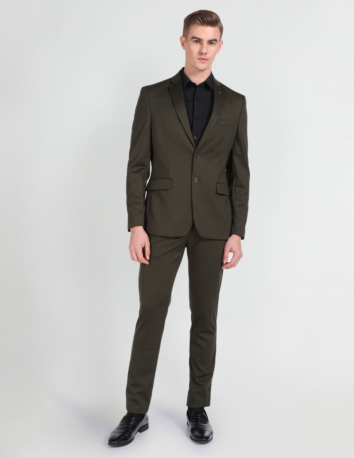 Arrow Self Design Two Piece Knit Suit