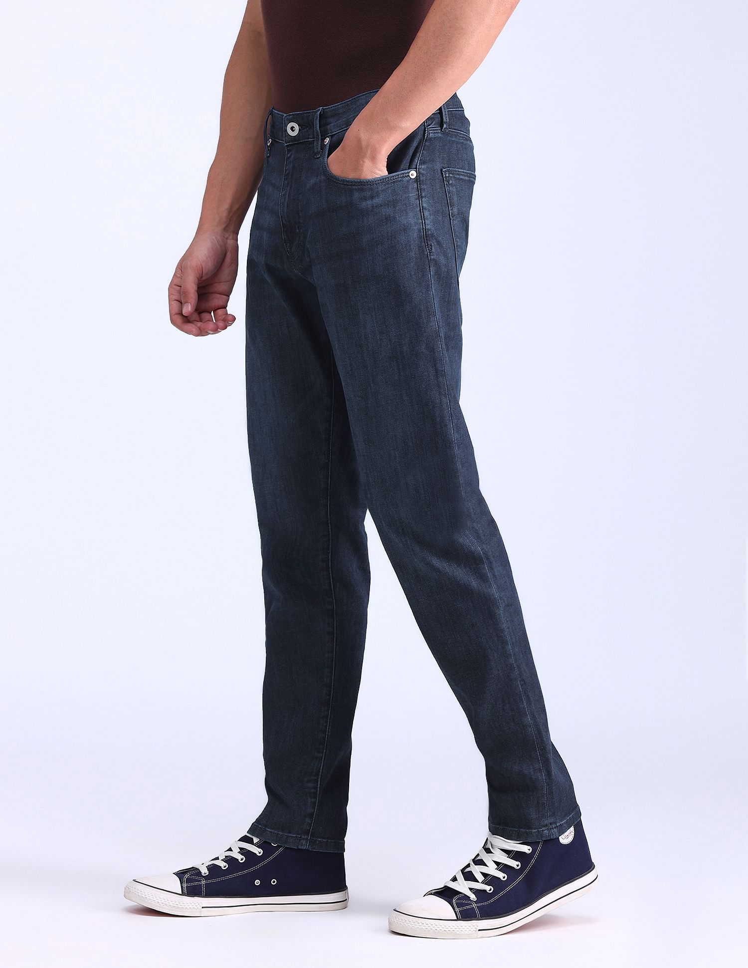 Flying Machine Slash Slim Tapered Fit Blue Jeans