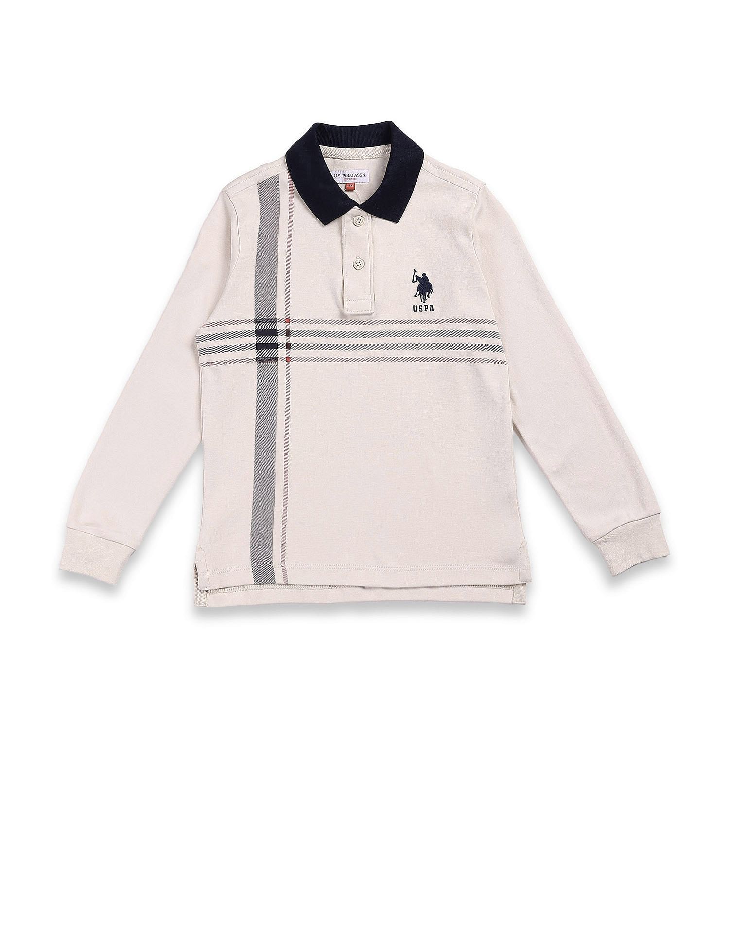 U.S. Polo Assn. Kids Boys Horizontal Striped Cotton Polo Shirt