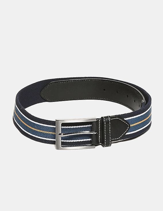 Buy Men Blue Striped Stretchable Belt 