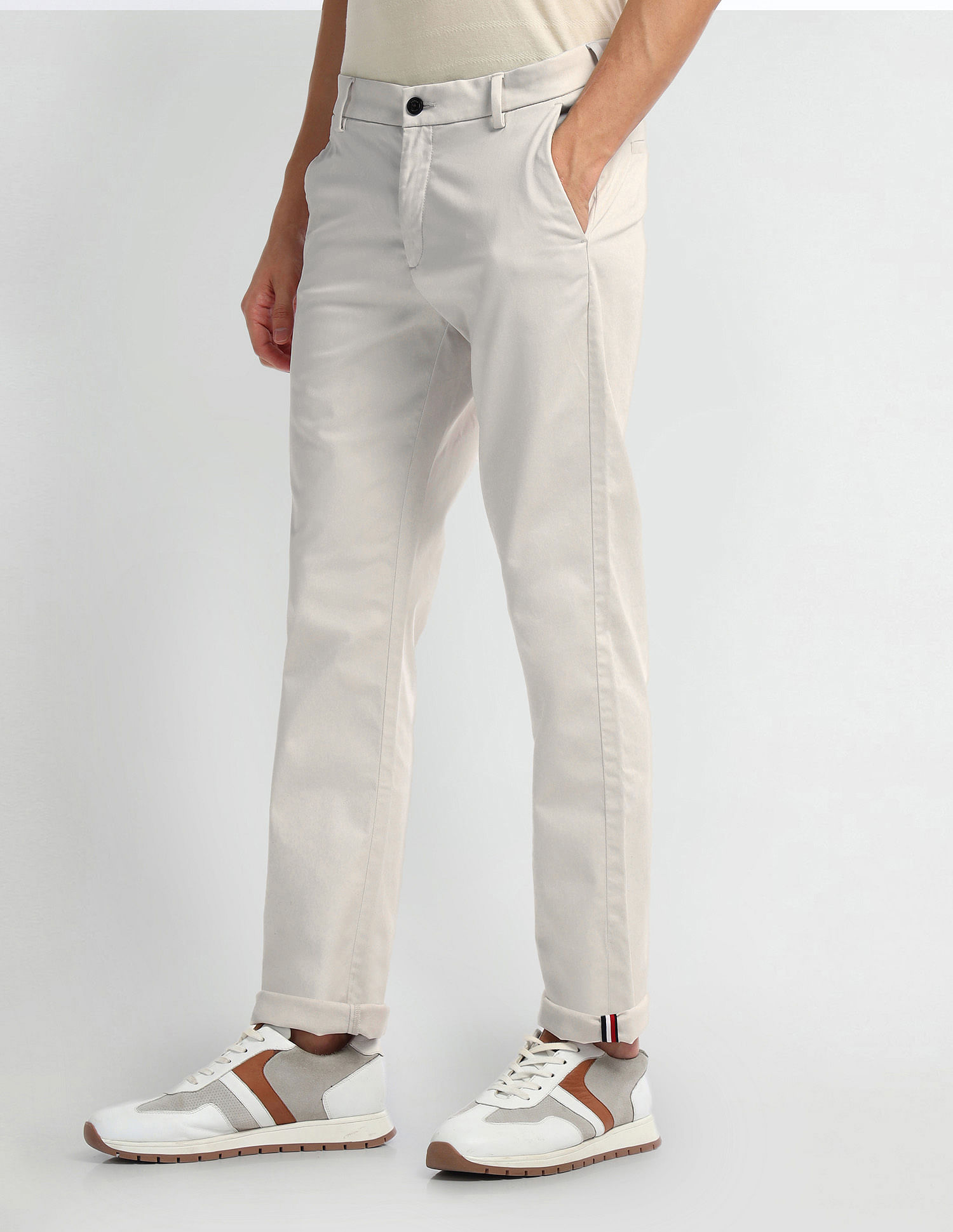 Arrow Sports Mid Rise Solid Trousers