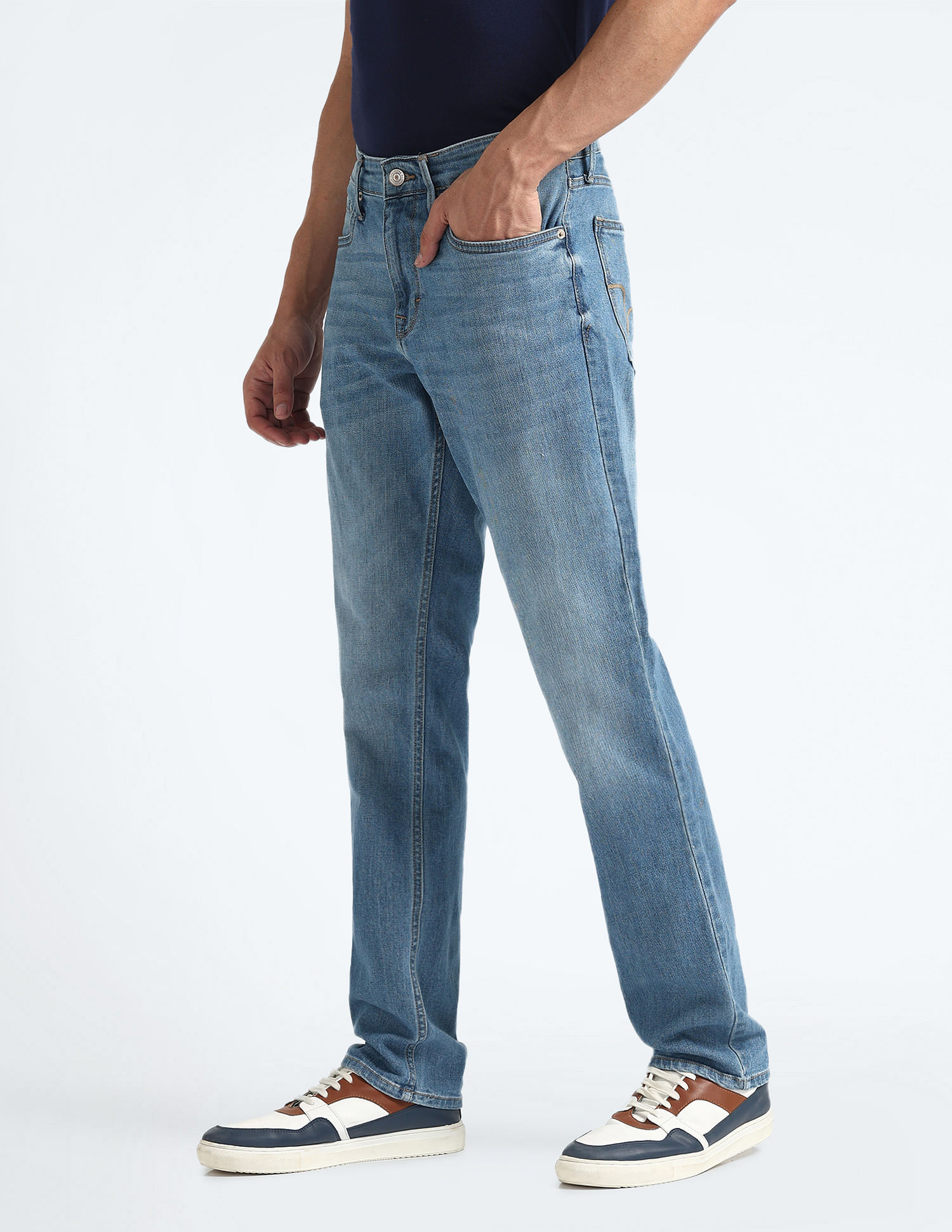 Flying Machine Freddie Slim Straight Mid Rise Jeans